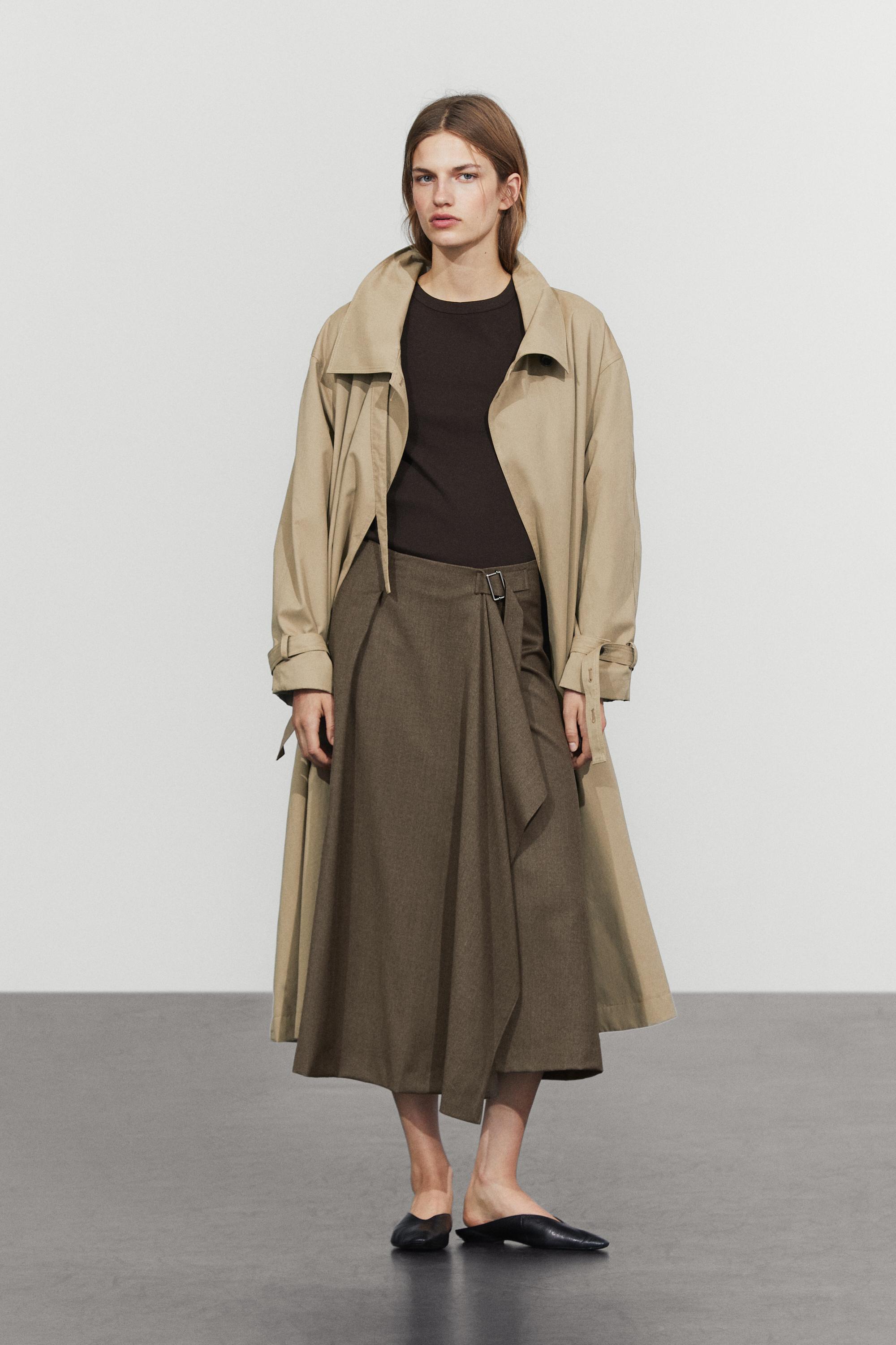 Buckle detail midi skirt — MOLE BROWN