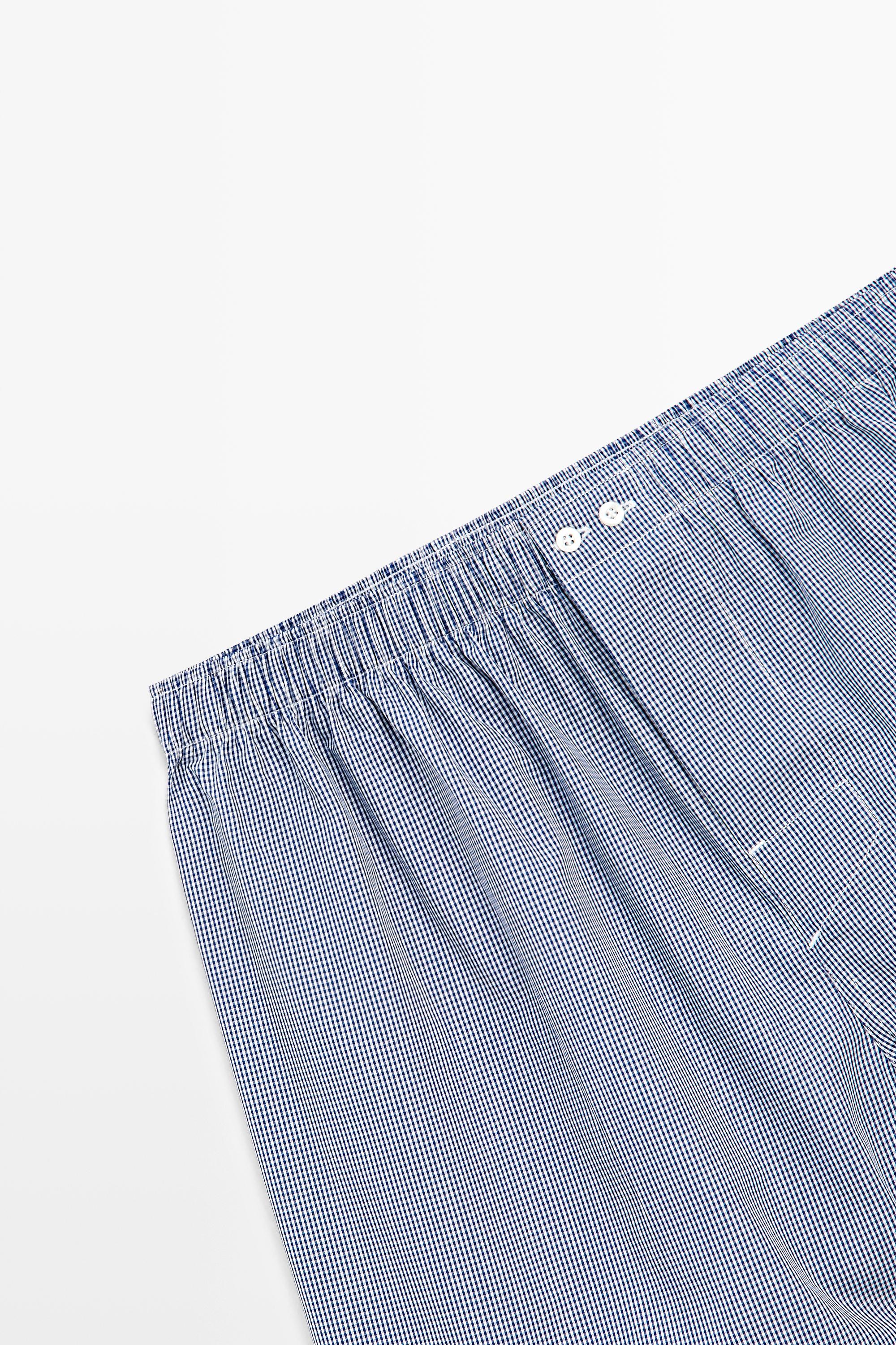 100% cotton micro-check boxers — NAVY BLUE