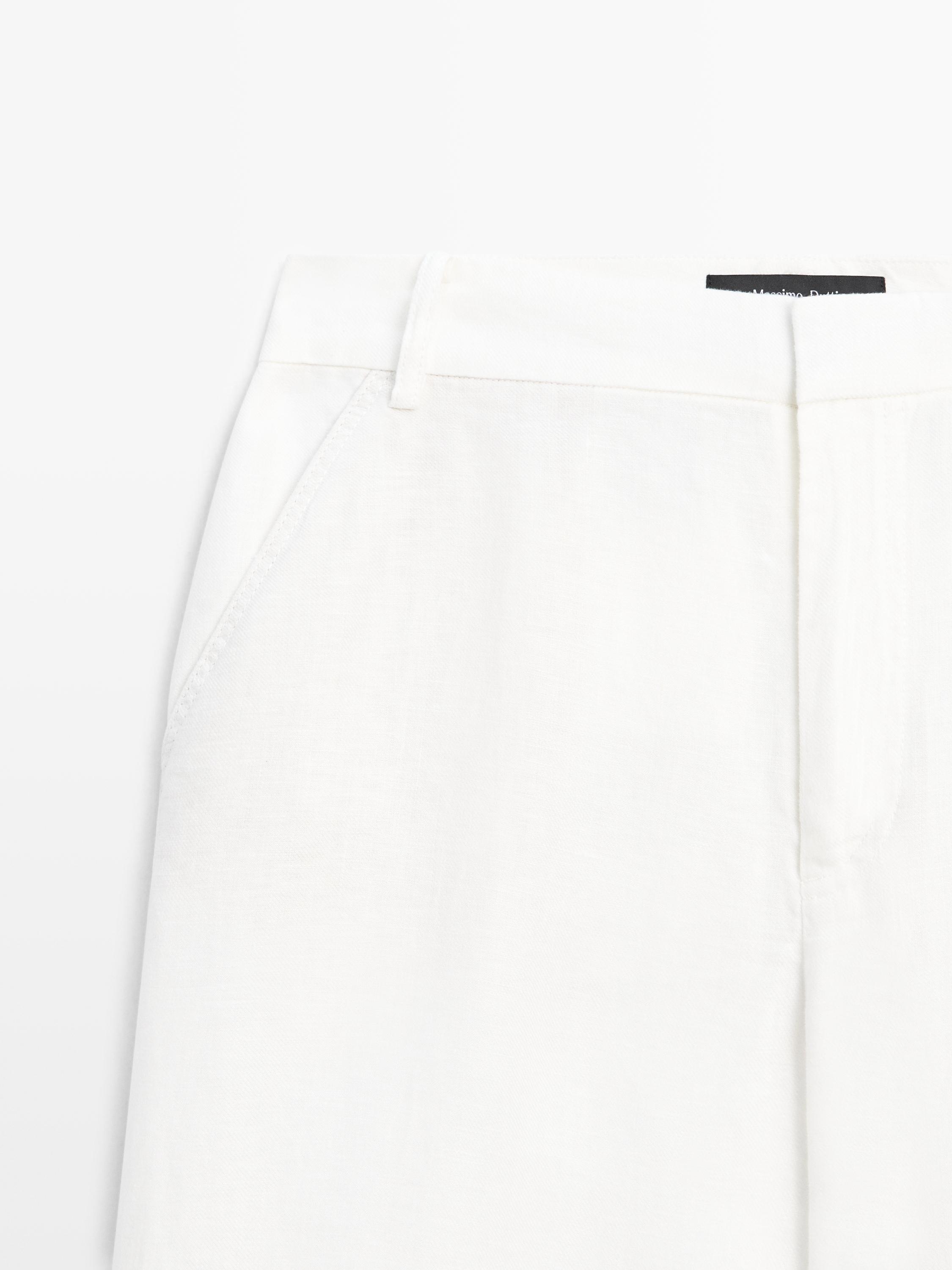 Flowing 100% linen trousers — WHITE