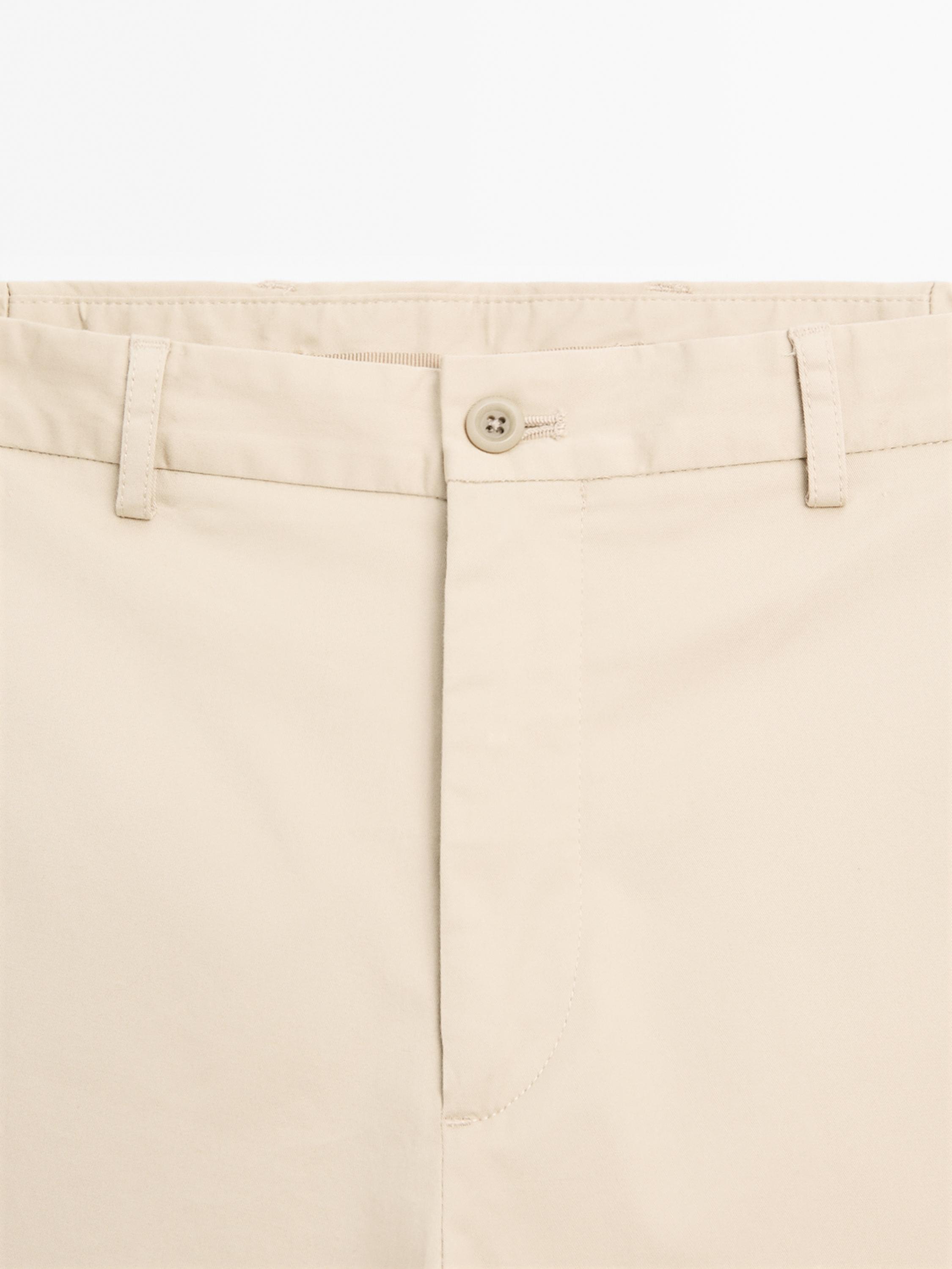 Cotton blend tapered fit trousers