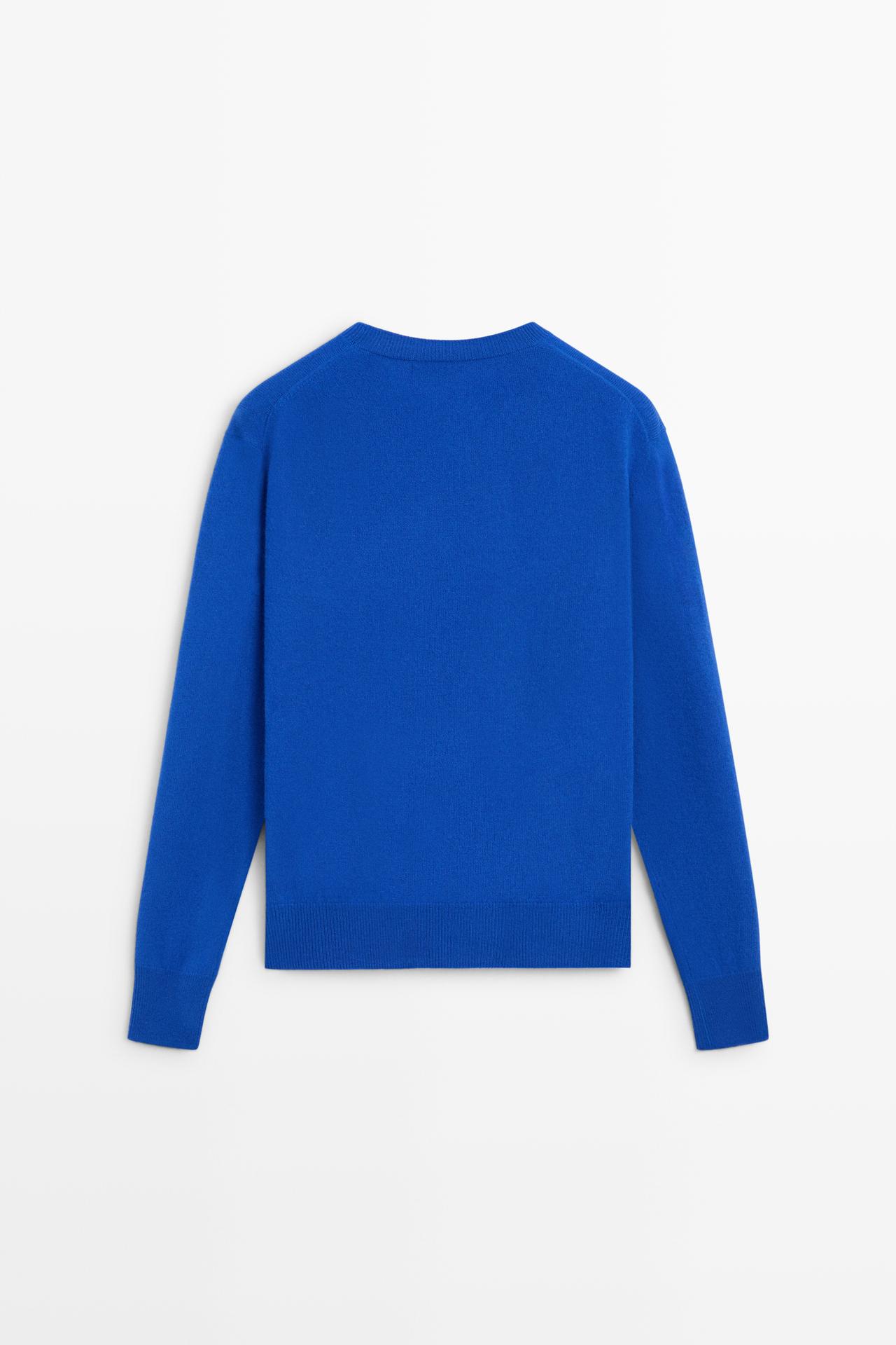 Wool blend crew neck knit sweater — FADED PETROL BLUE