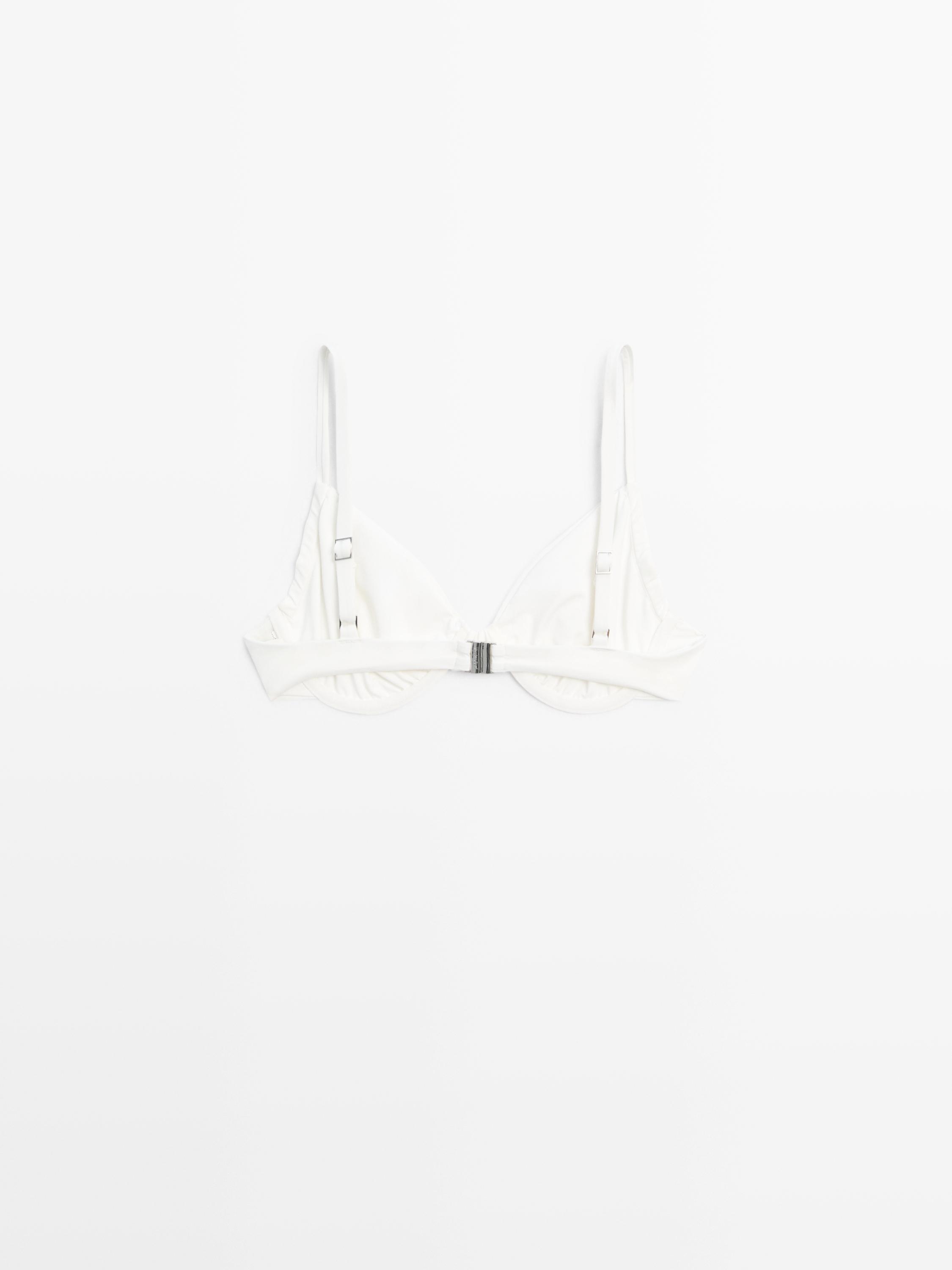 Gathered bikini top with underwire — Off white