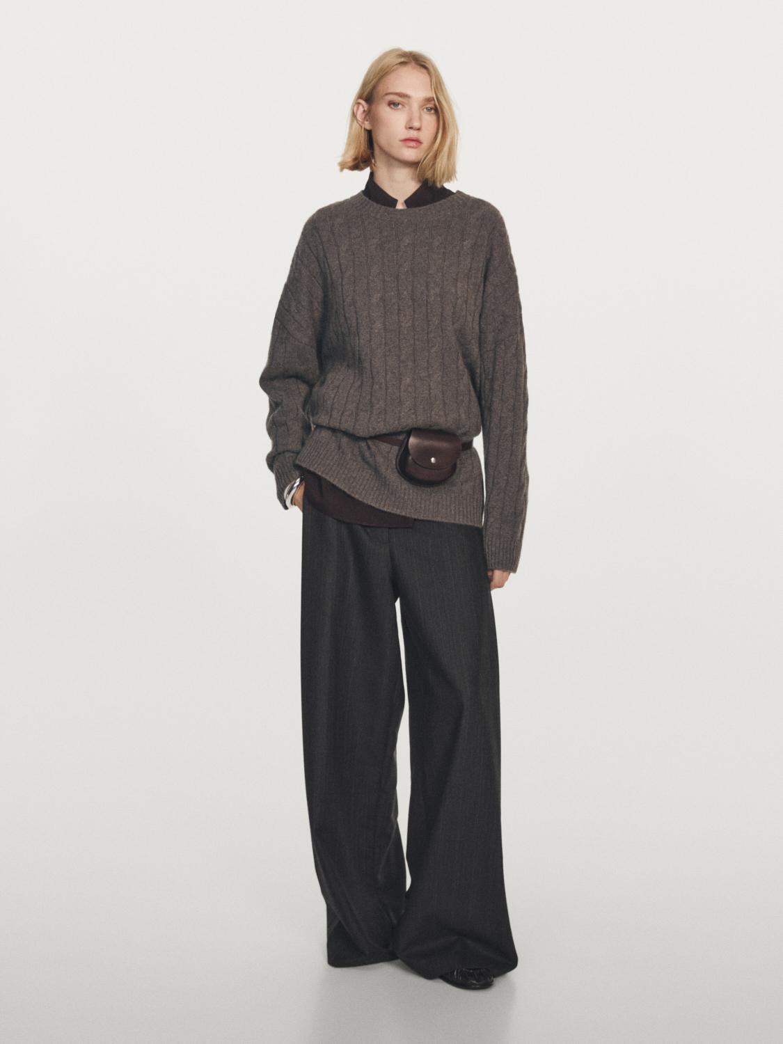 100% cashmere cable-knit sweater — ANTHRACITE GREY