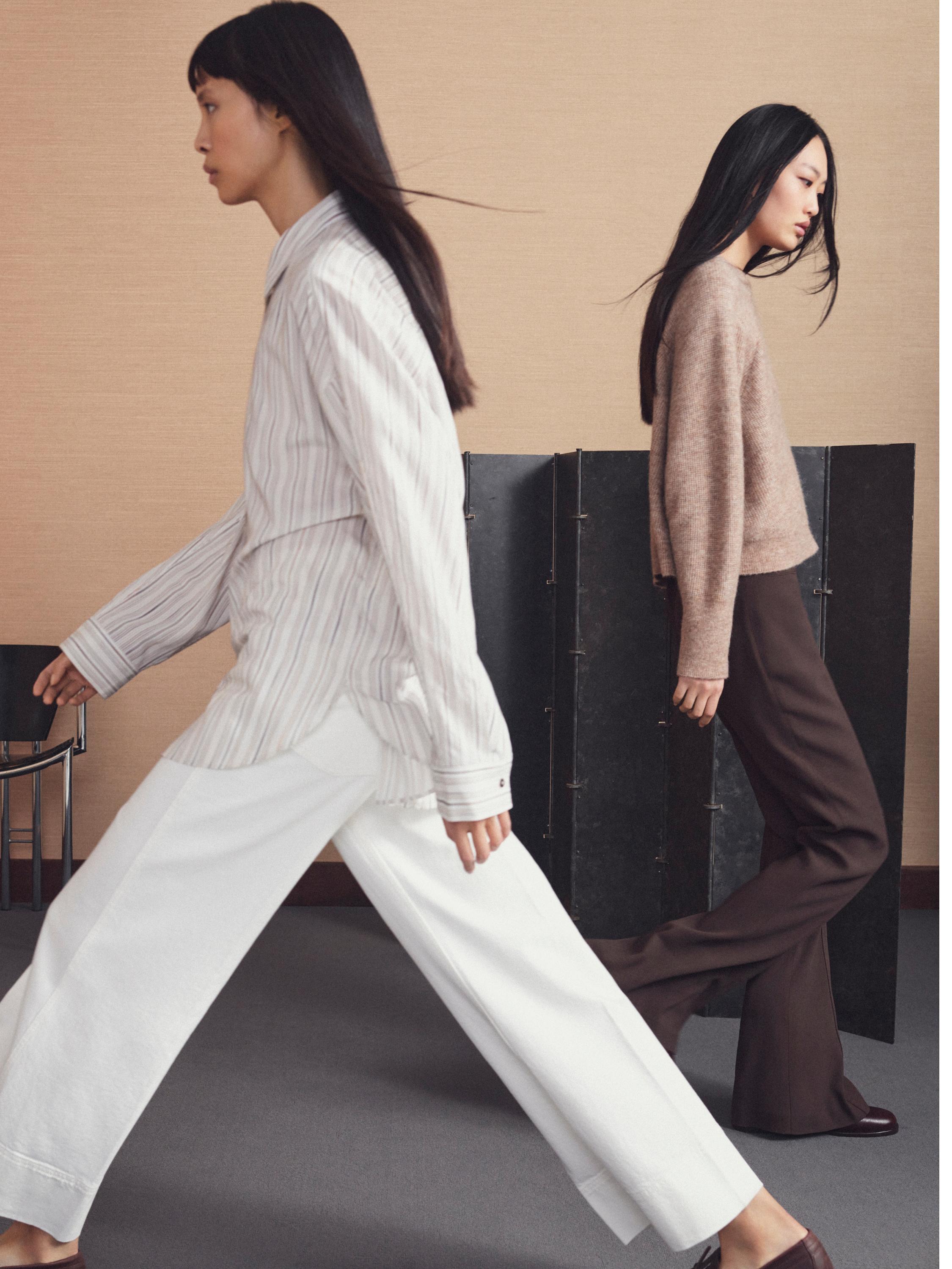 Striped flowing shirt — WHITE