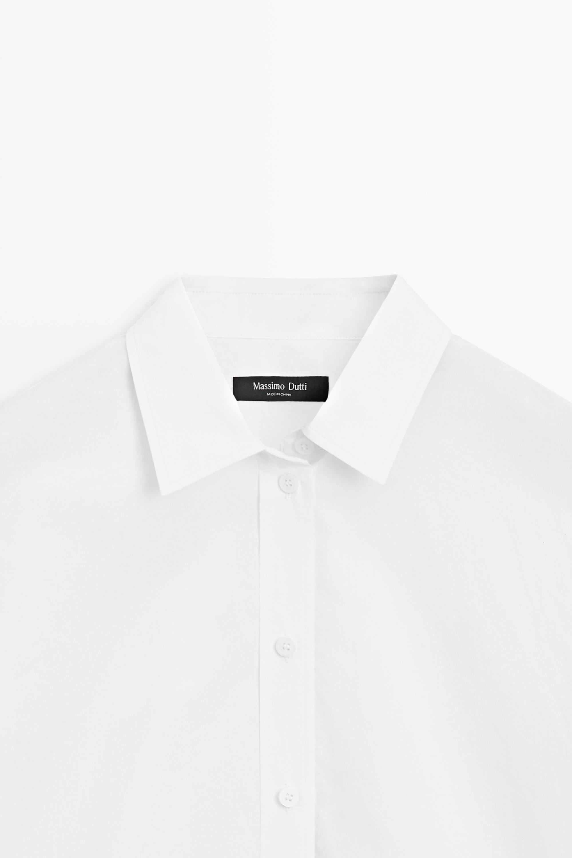 100% cotton poplin shirt with back detail — WHITE