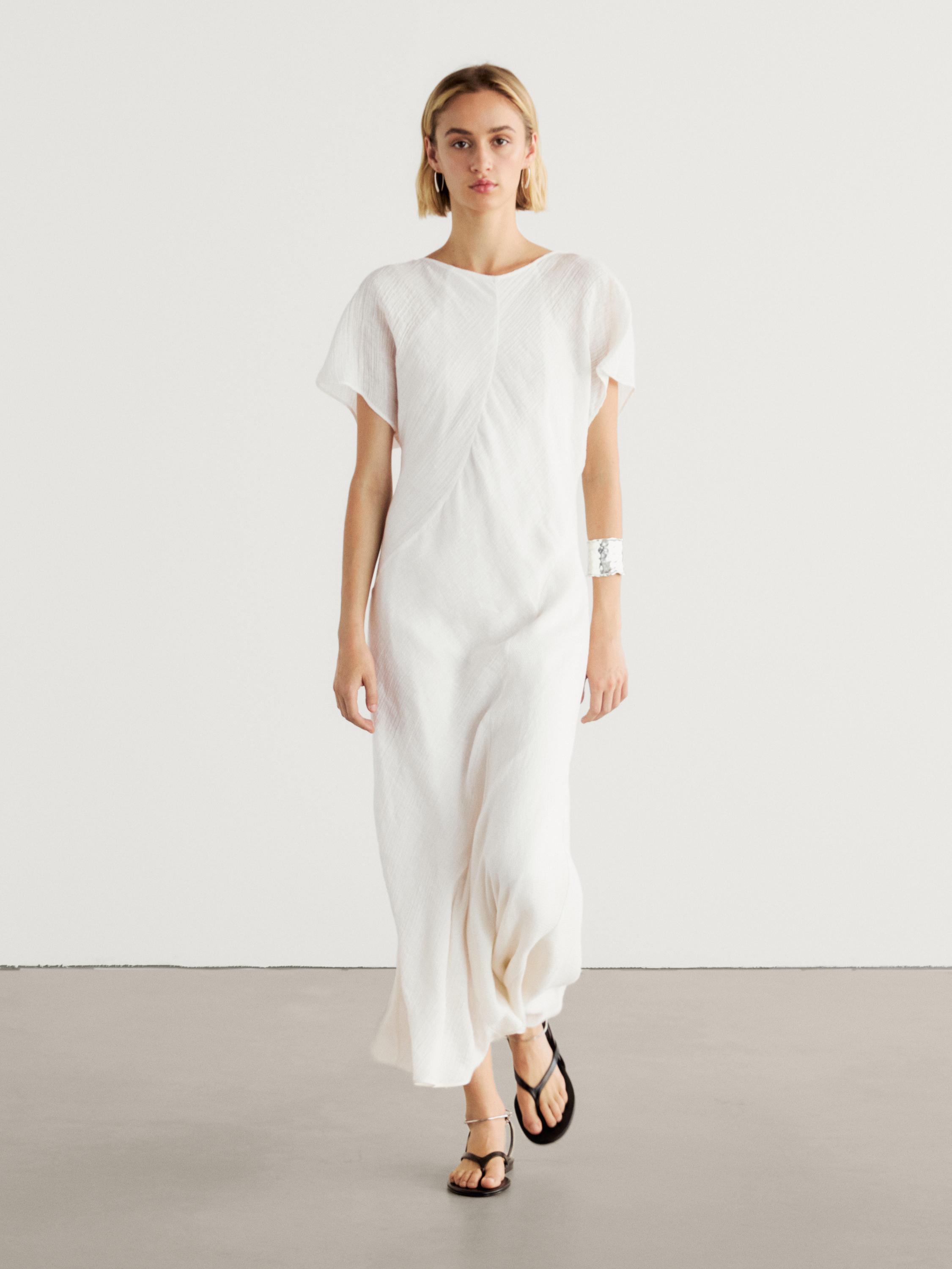 Long short sleeve linen dress