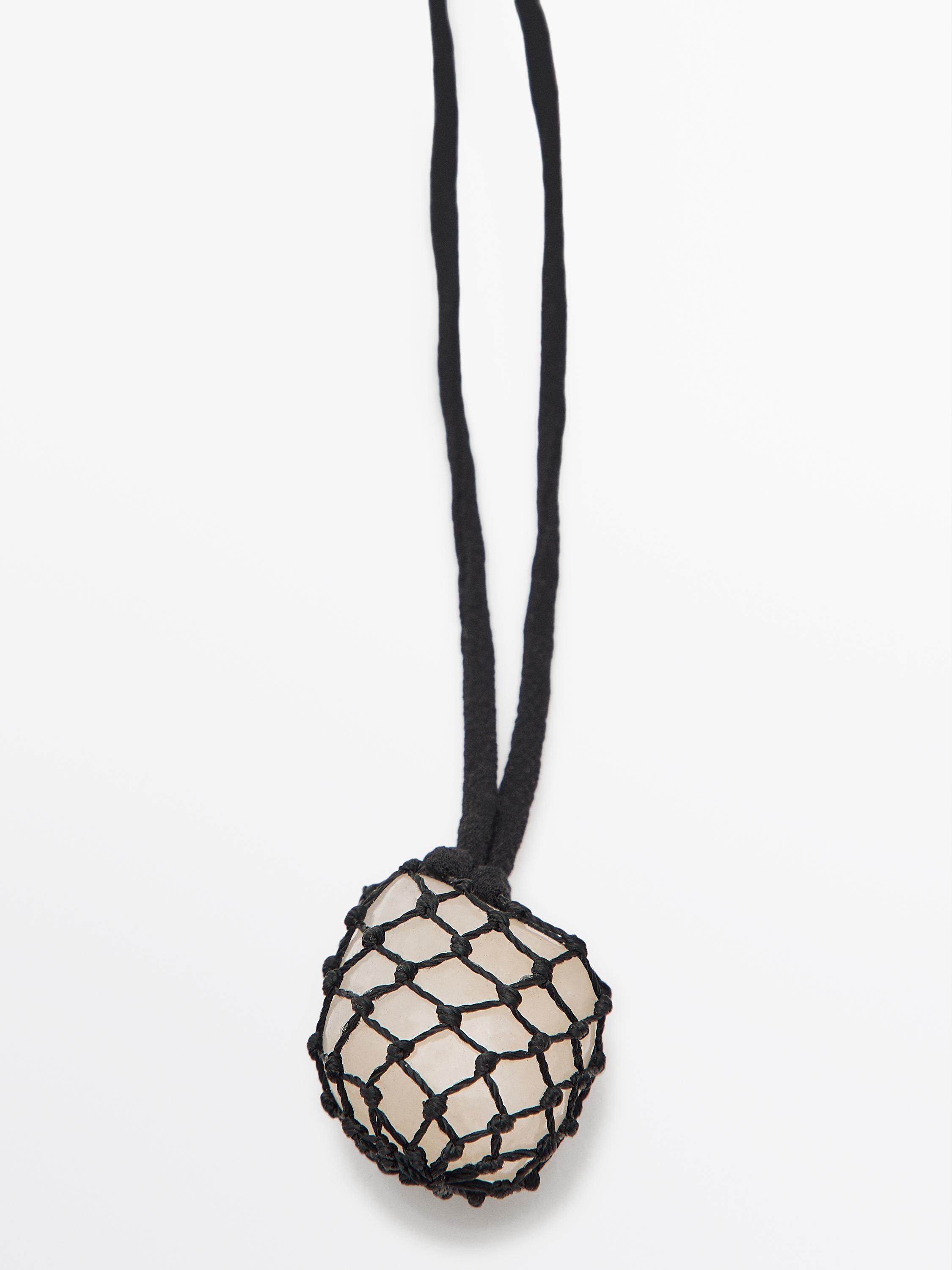 Mesh stone cord necklace