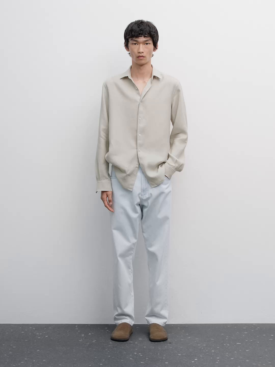 Slim fit linen blend shirt