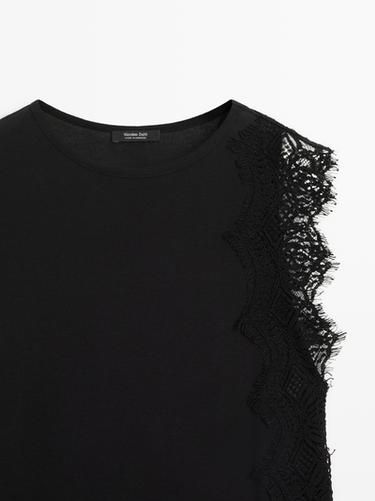 Sleeveless top with lace detail — BLACK 4
