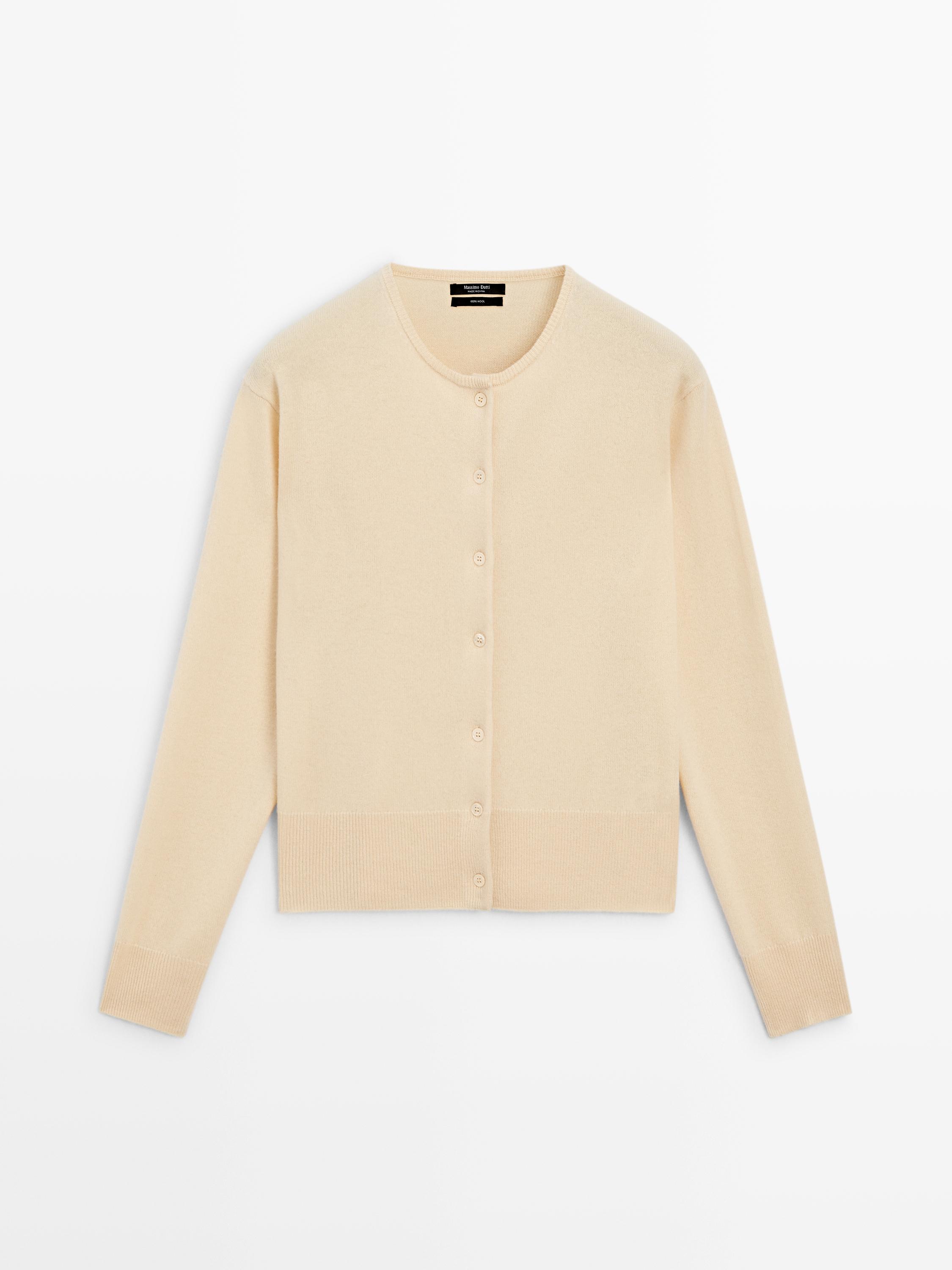 Strickcardigan aus Wolle mit Rundausschnitt