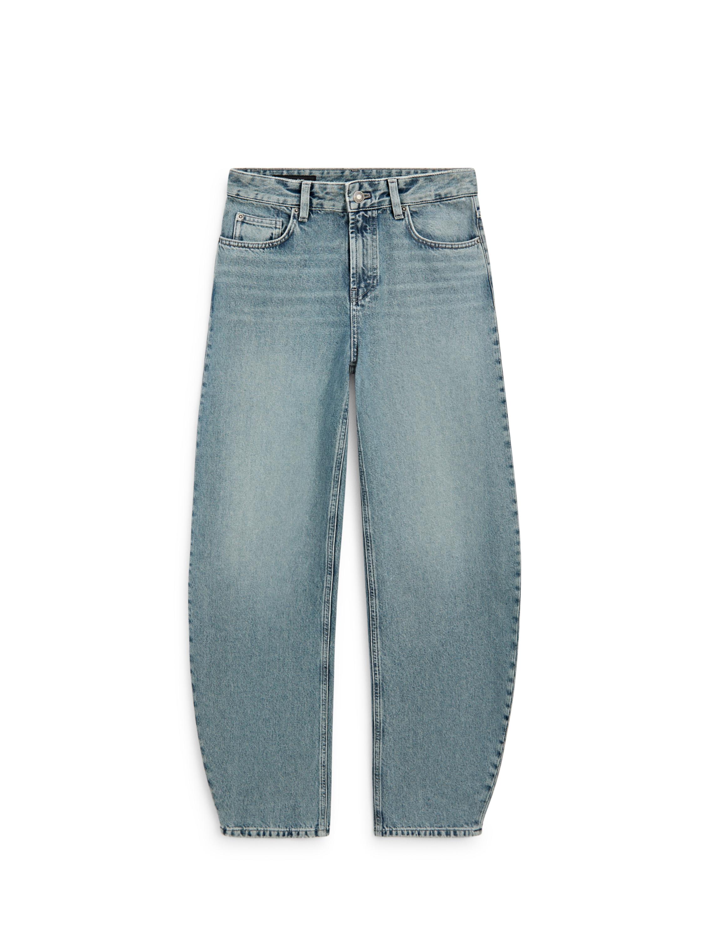 High-waist barrel fit jeans — Light Blue