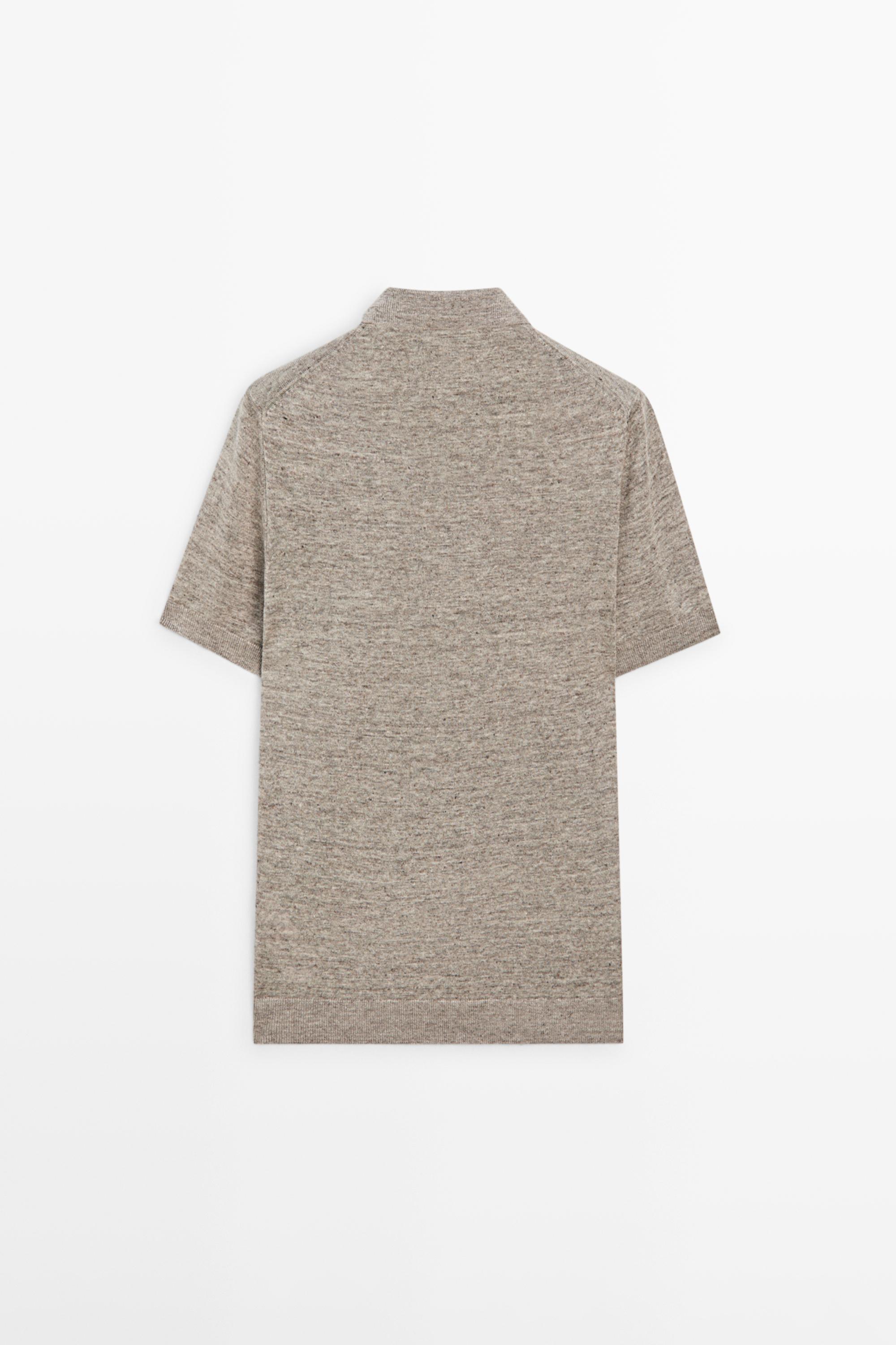 100% linen melange polo shirt — Beige