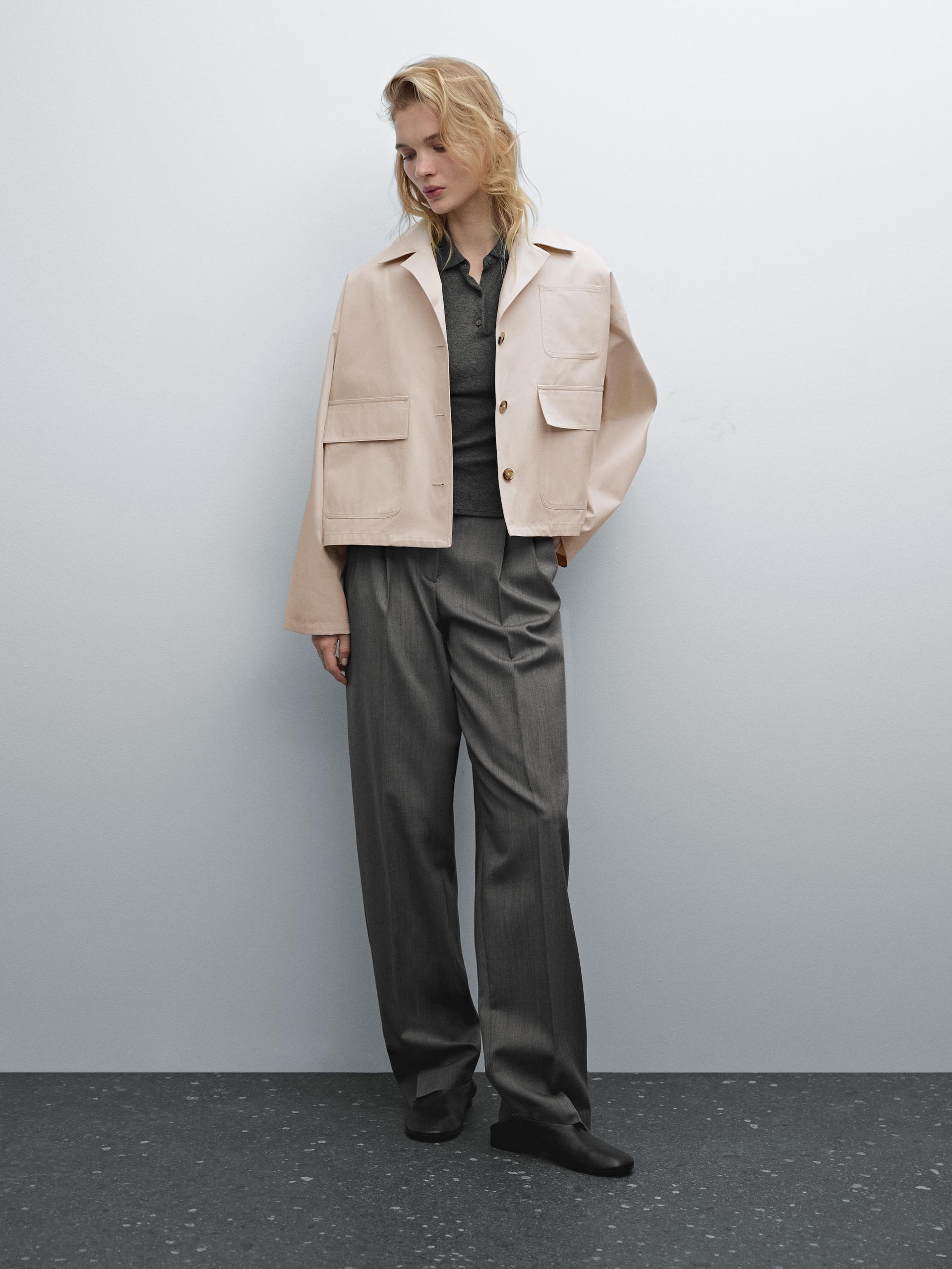 Giacca A Mantella Water Repellent - Pietra - L - Massimo Dutti - Femminile
