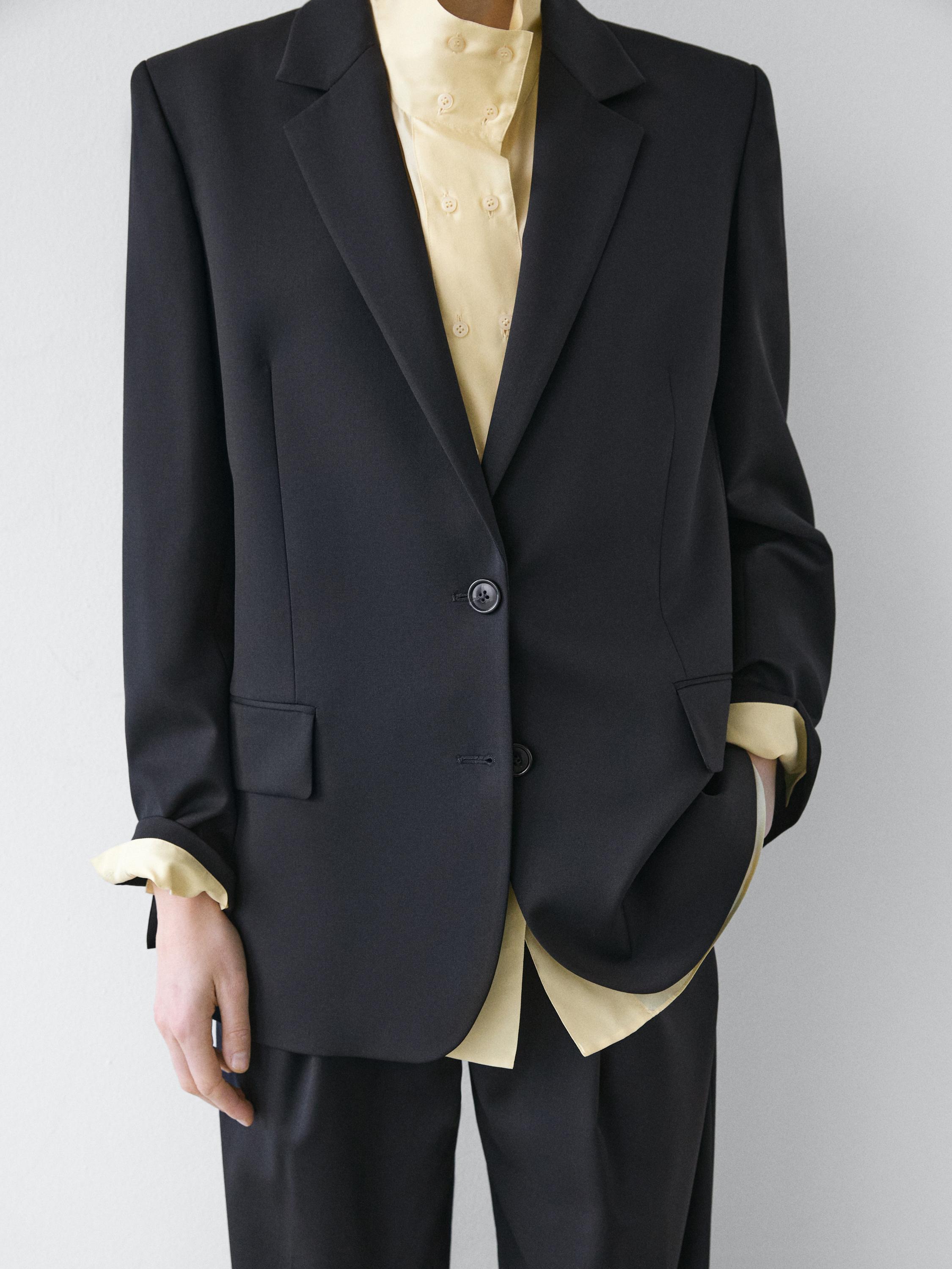 100% extra fine wool two-button blazer — NAVY BLUE