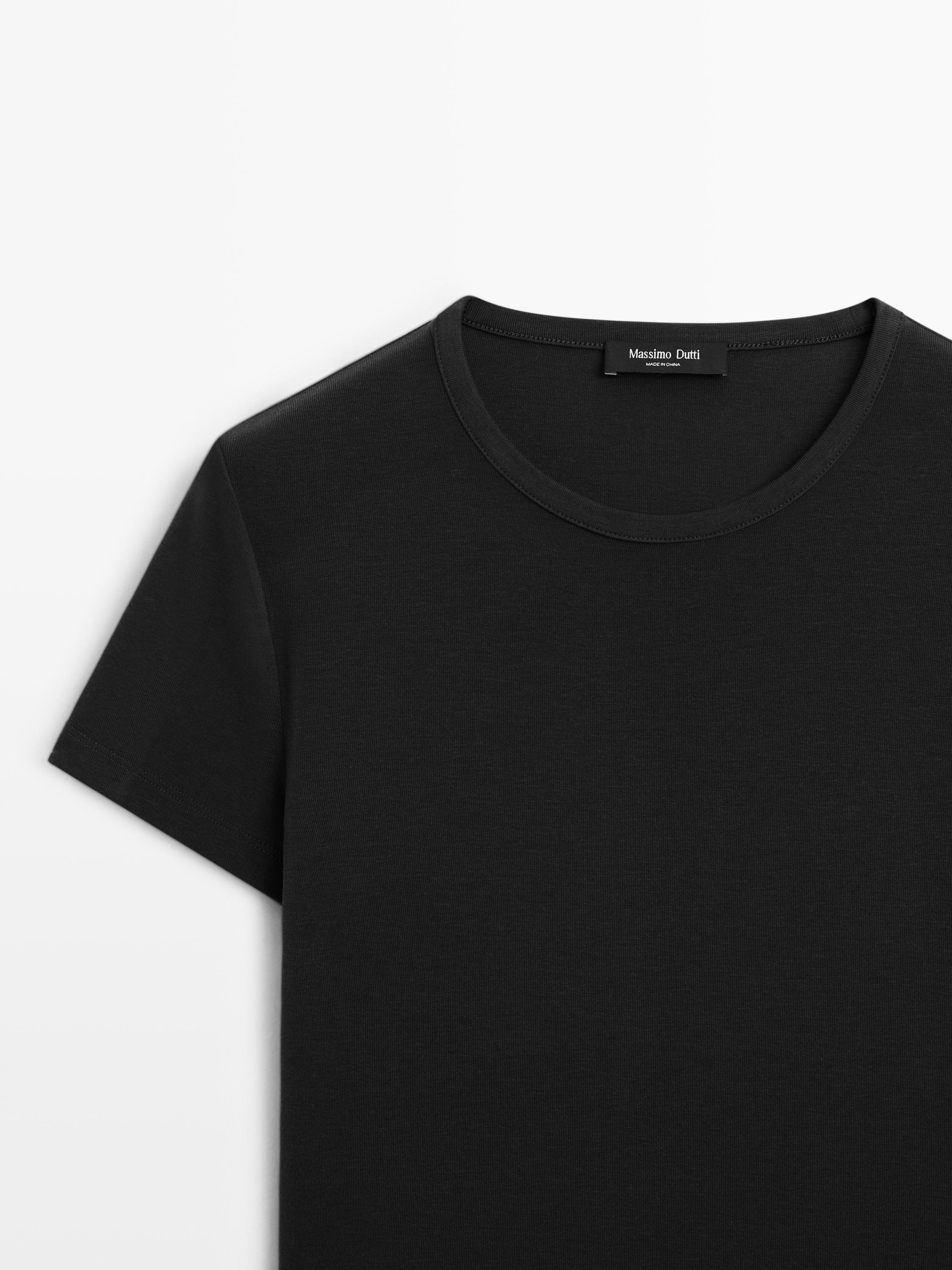 Lyocell blend short sleeve T-shirt — BLACK