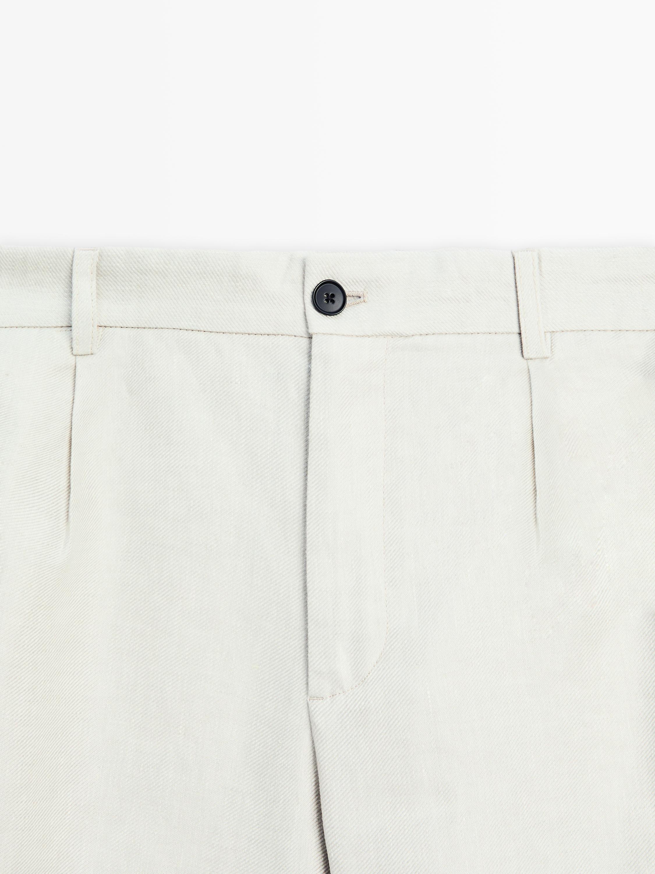 100% linen darted Bermuda shorts