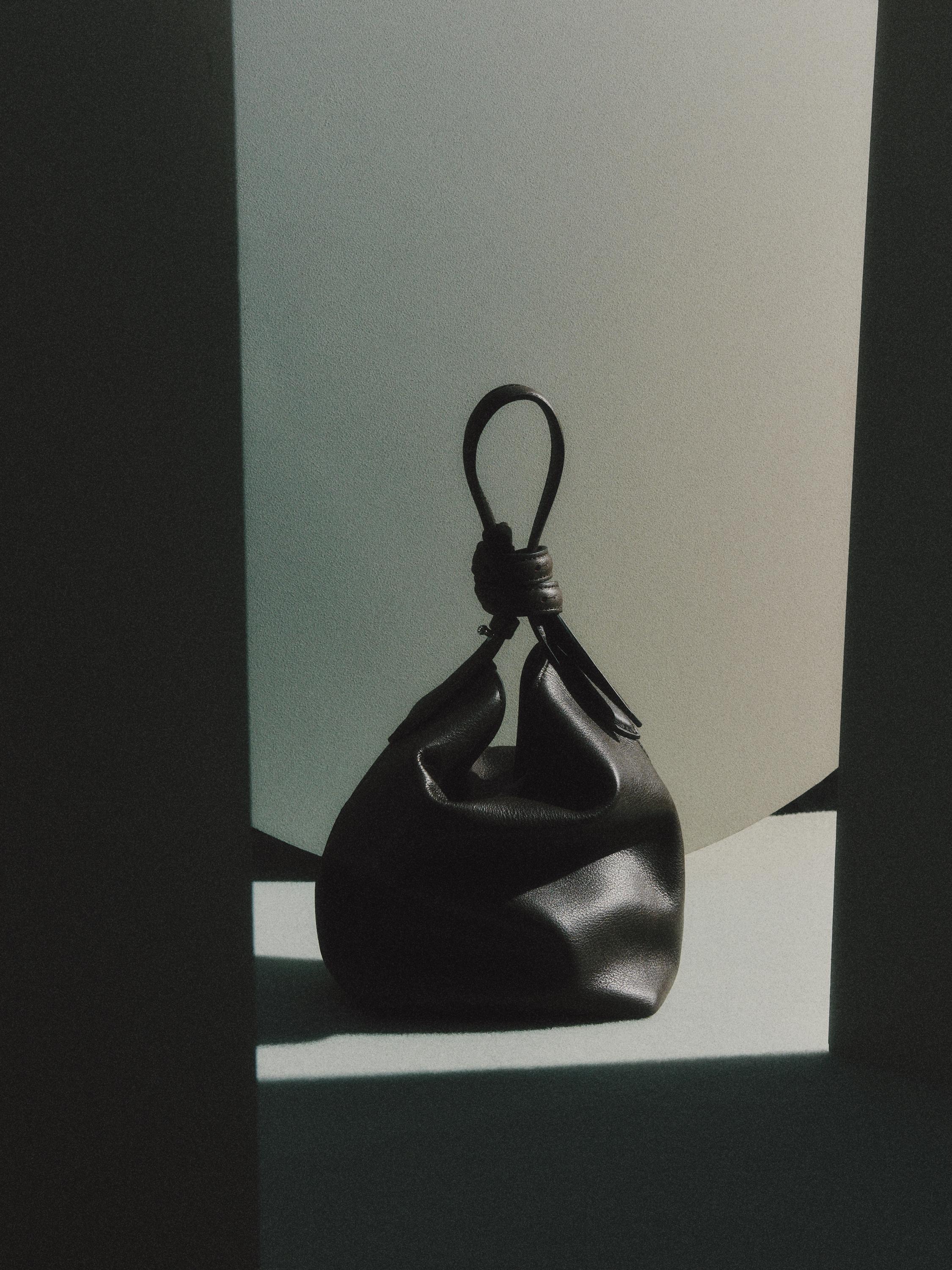 Nappa leather mini bucket bag — BROWN