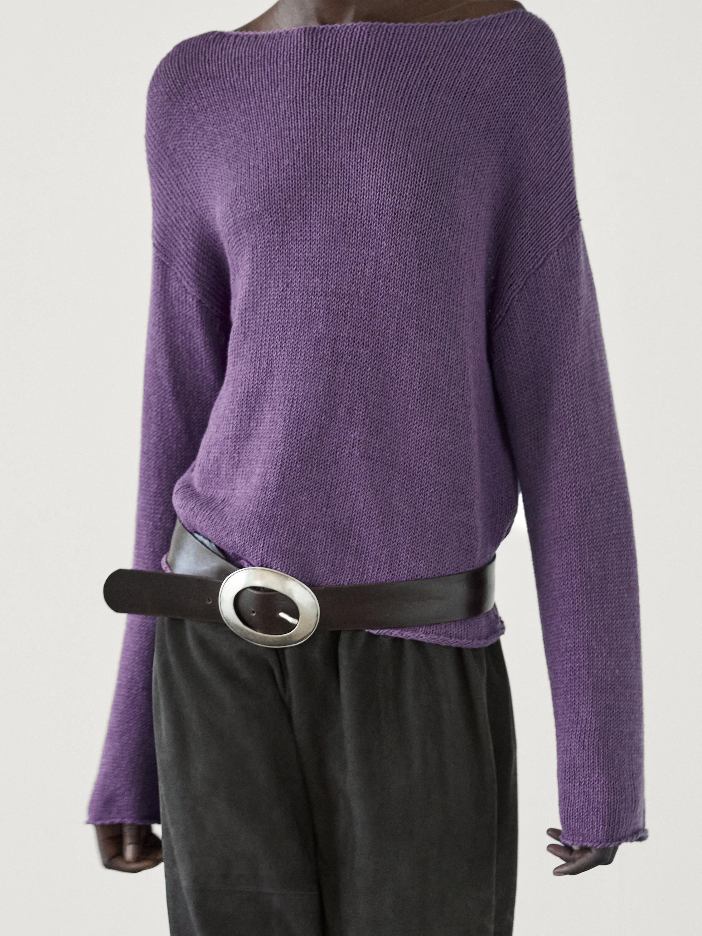 سويتر محاك من الكتان المخلوط