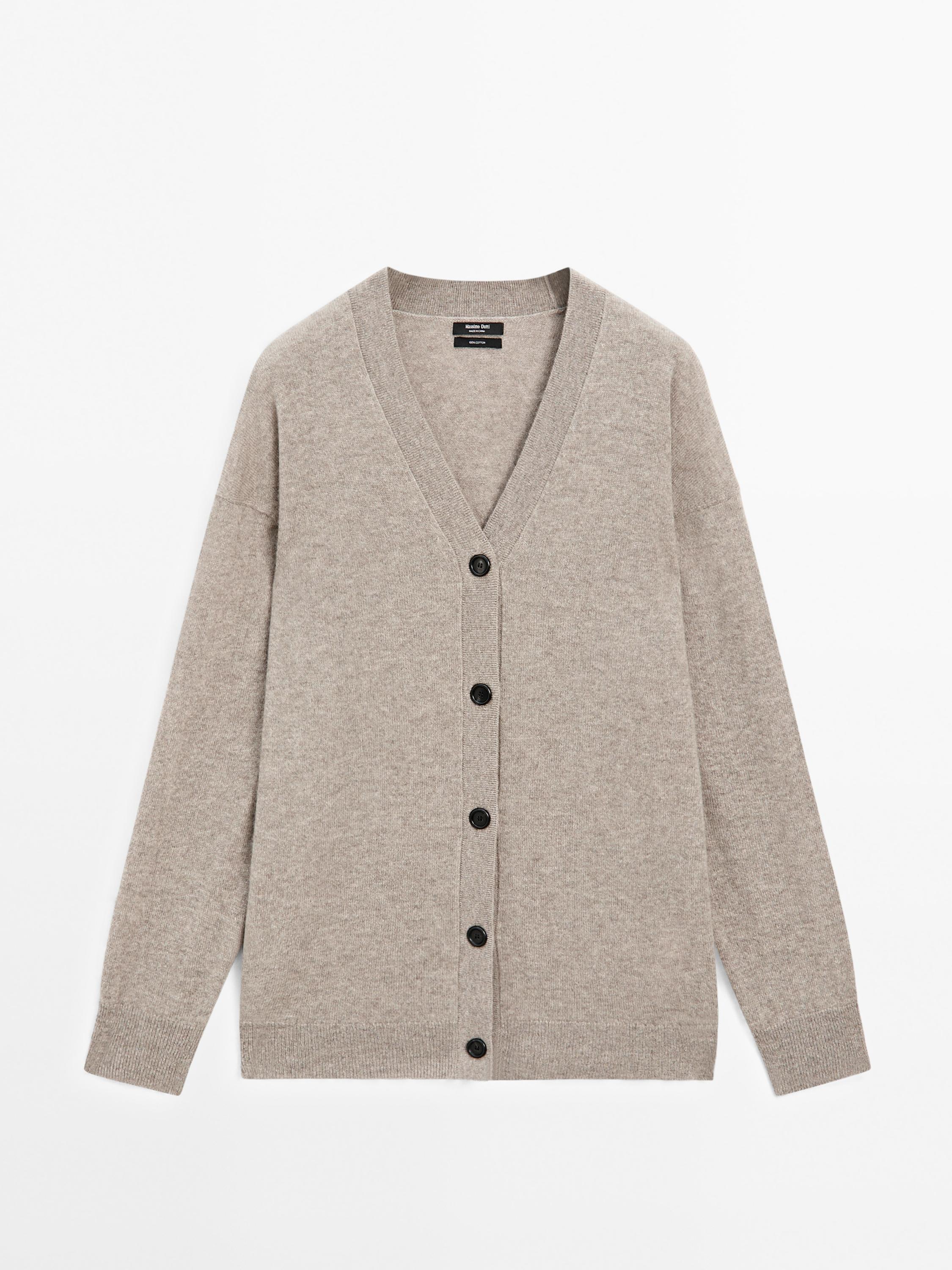100% cashmere V-neck oversize cardigan