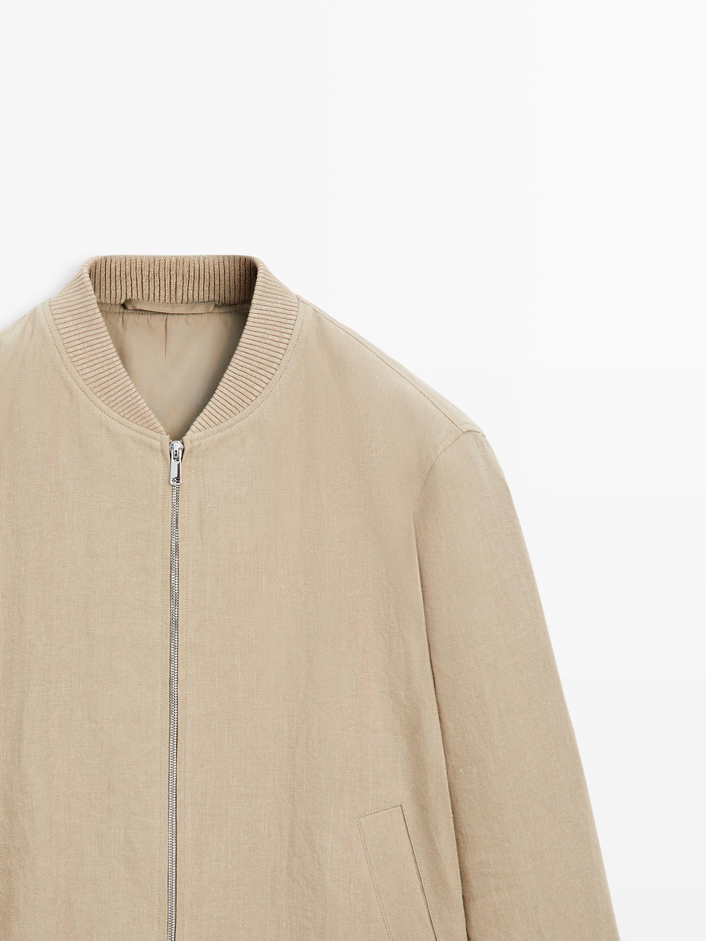Linen bomber jacket — BEIGE