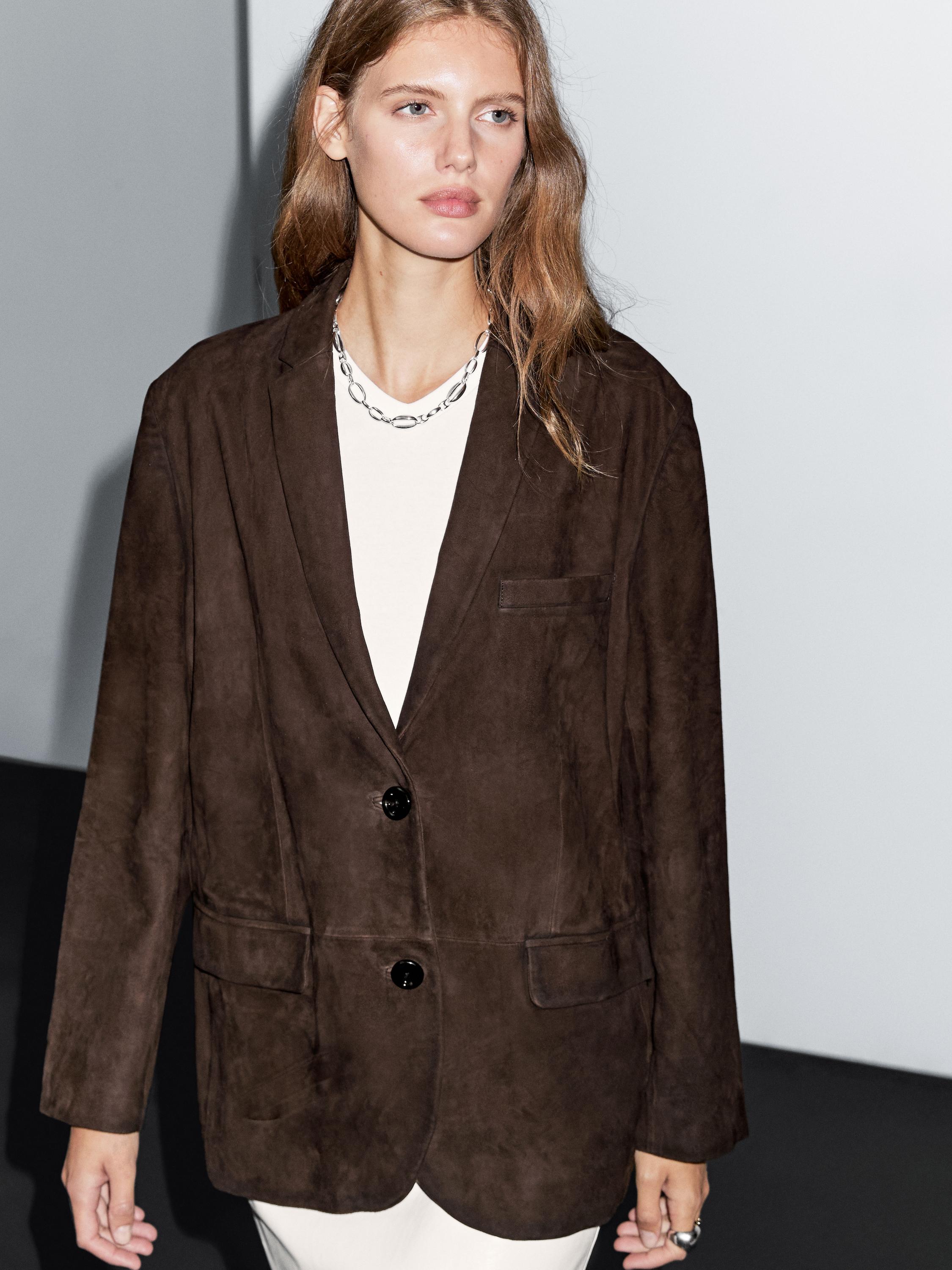 Suede leather blazer