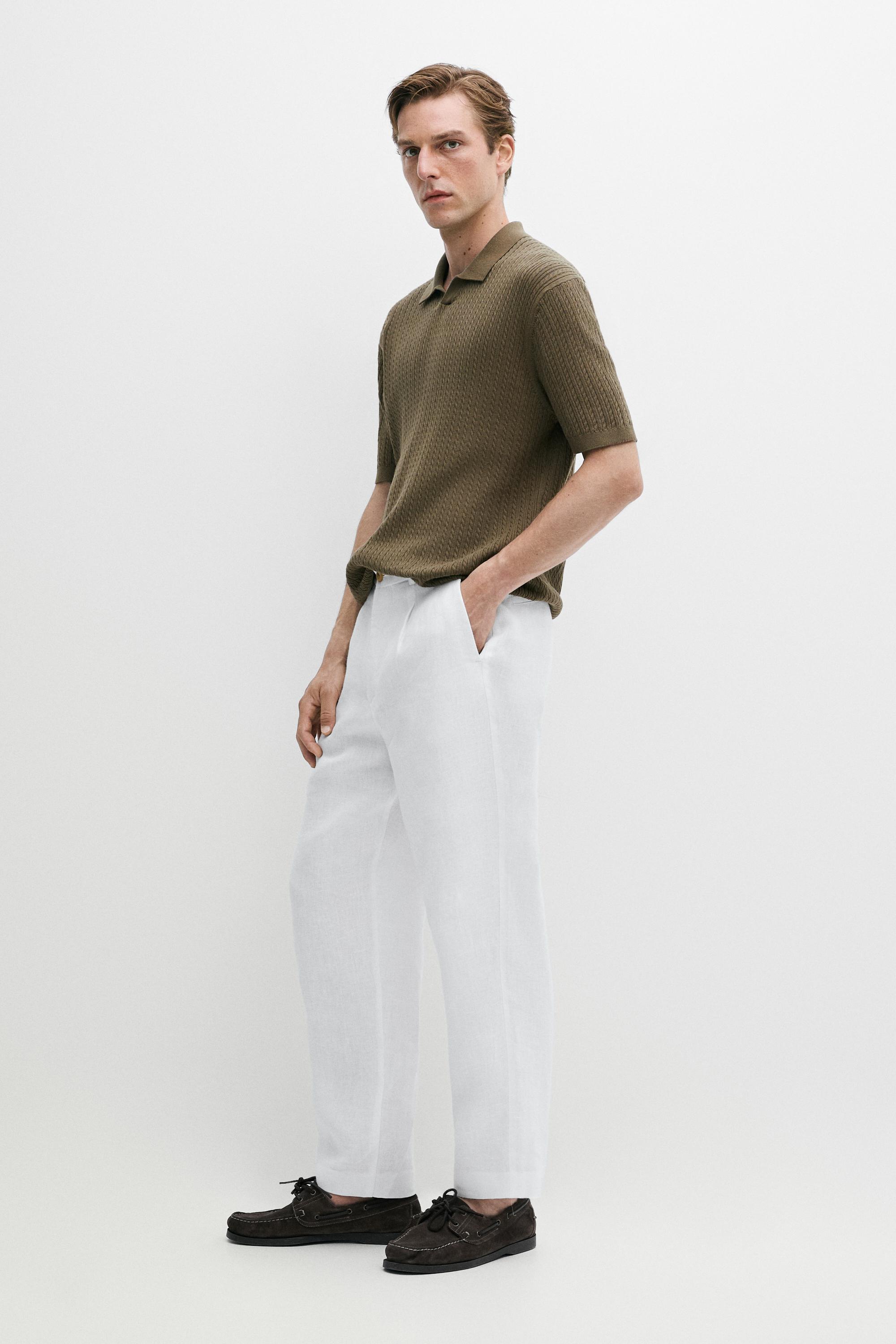 100% cotton cable-knit polo sweater