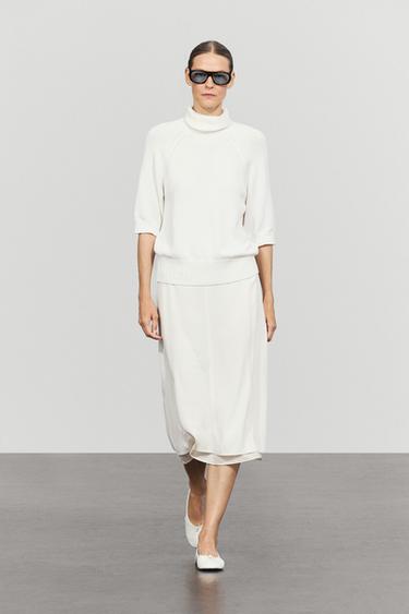 Turtleneck knit sweater — WHITE 1