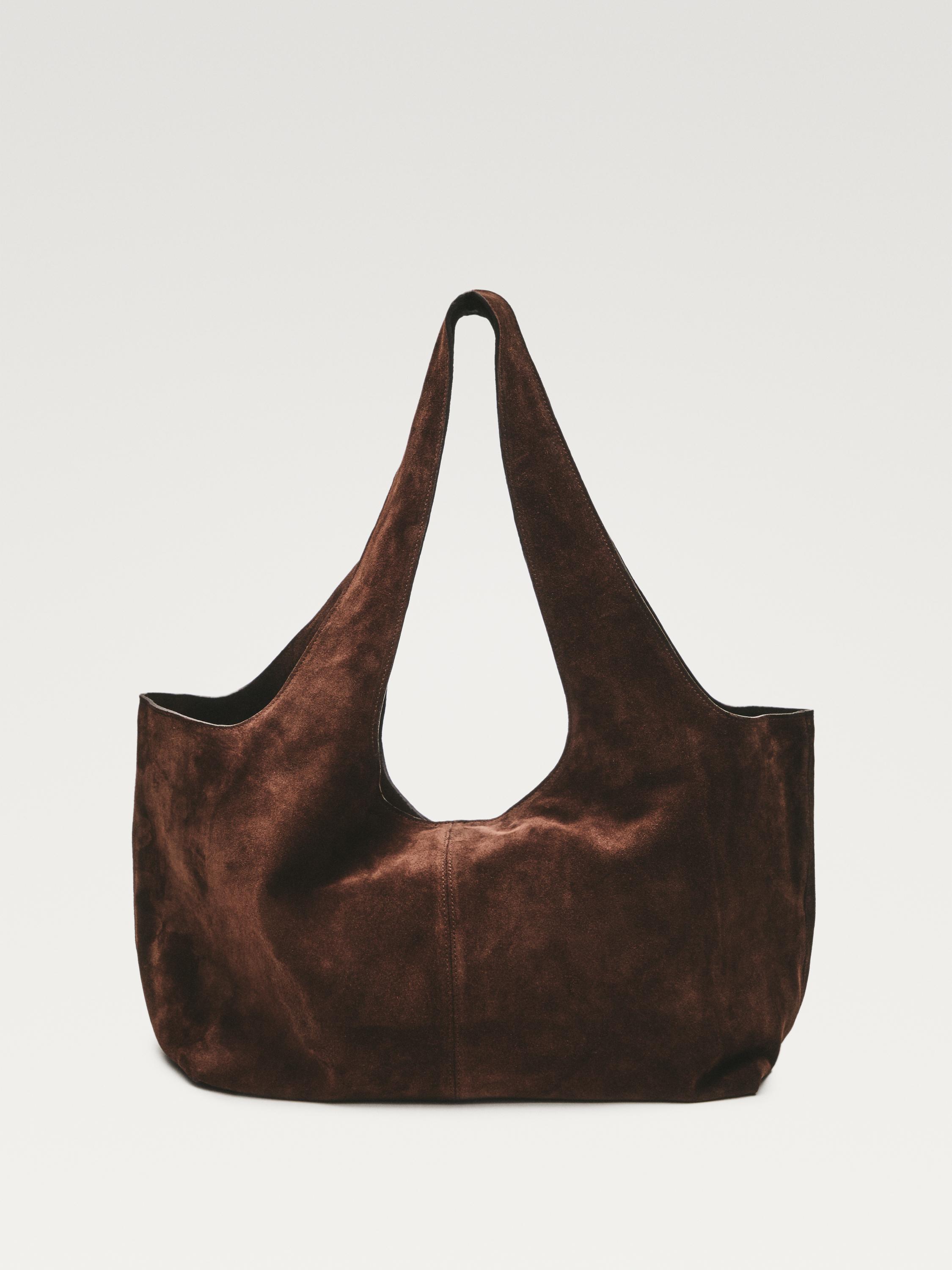 Split leather maxi tote bag