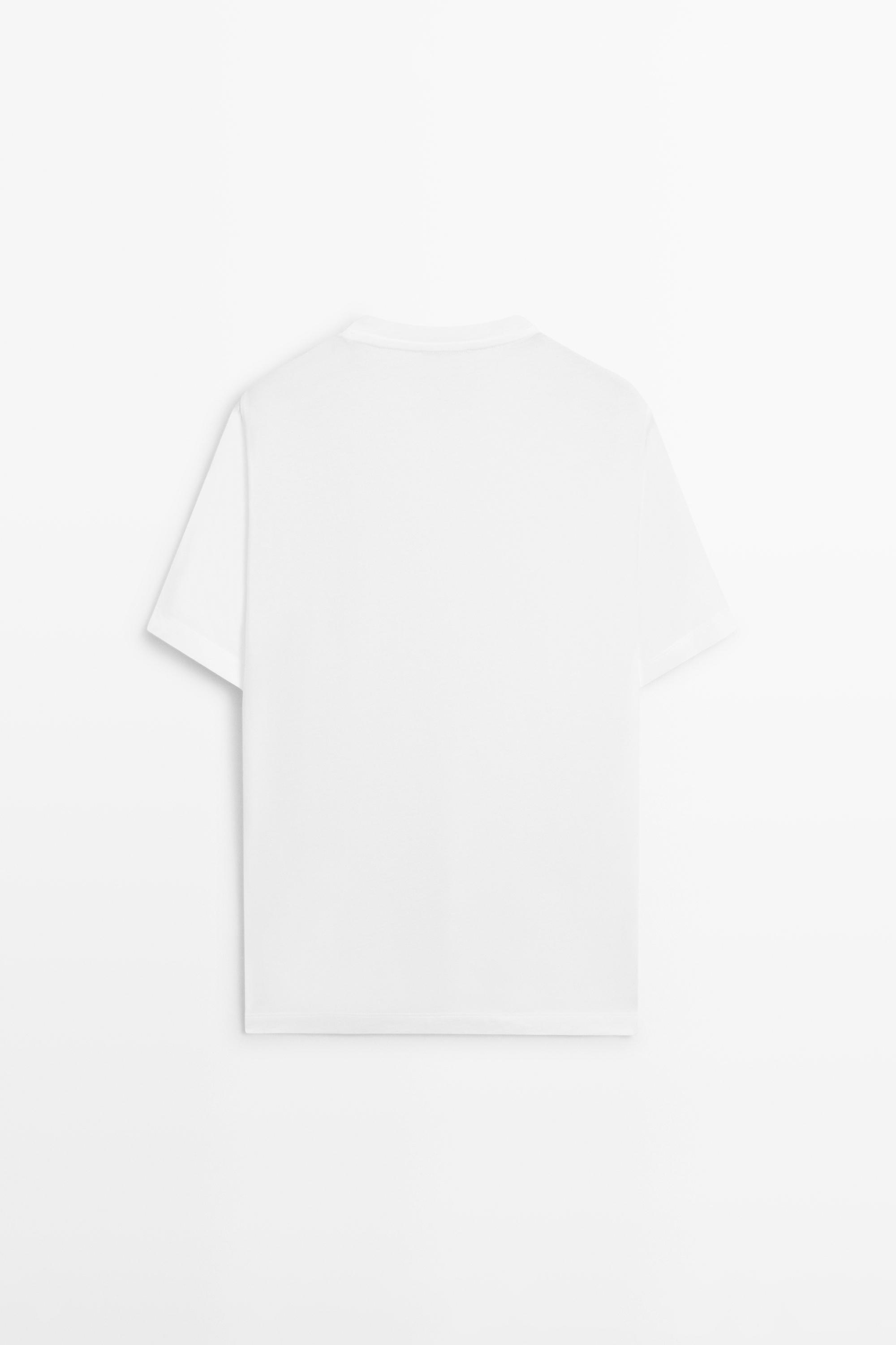 100% cotton V-neck T-shirt — WHITE