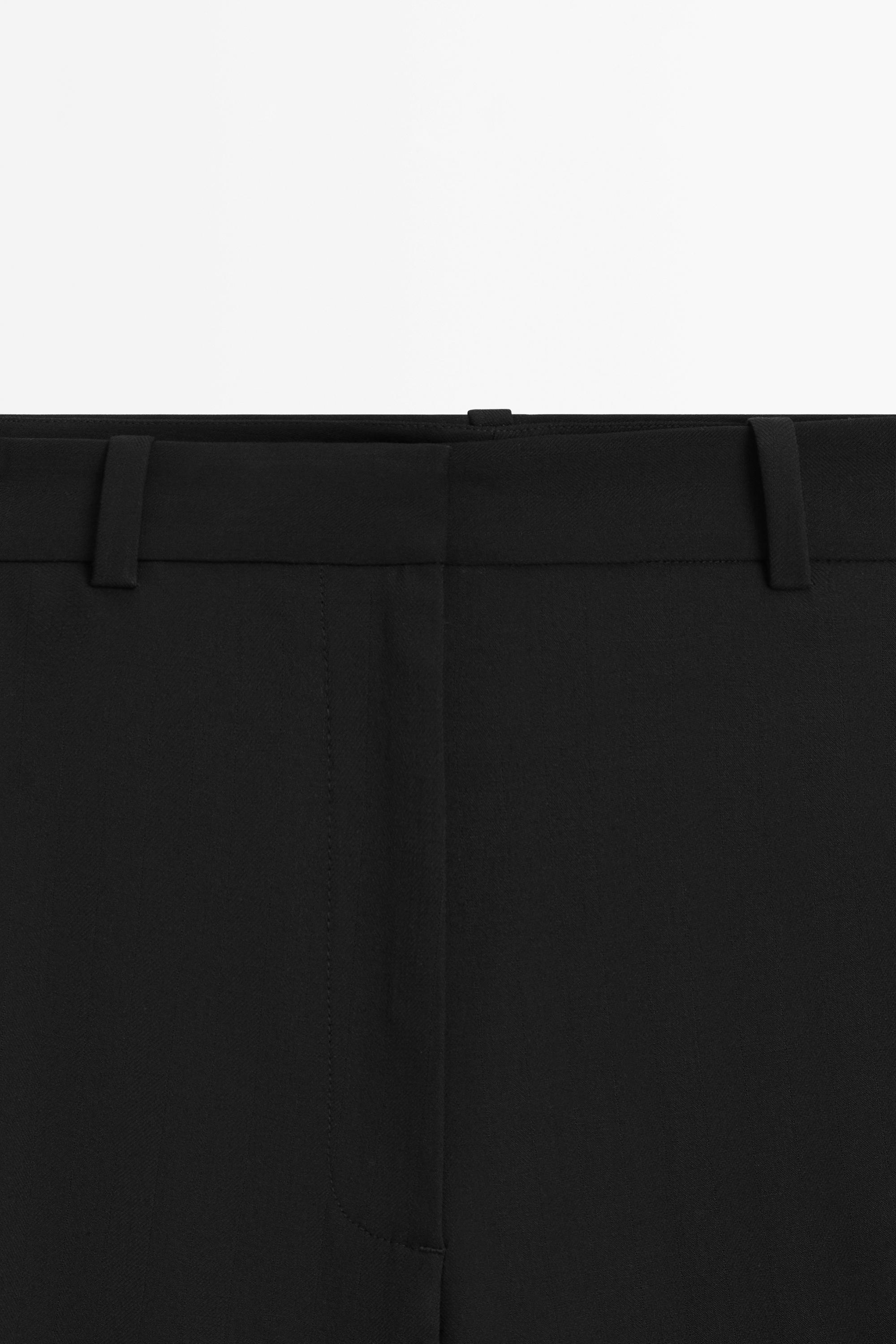 Wool blend trousers with seam detail — BLACK