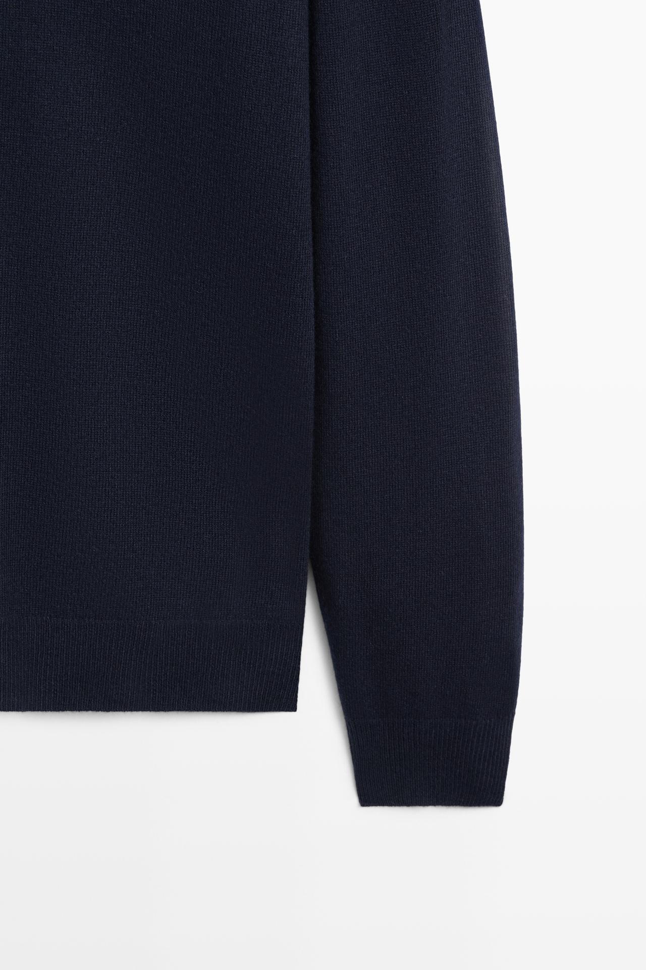 Mock neck knit sweater with zip — NAVY BLUE
