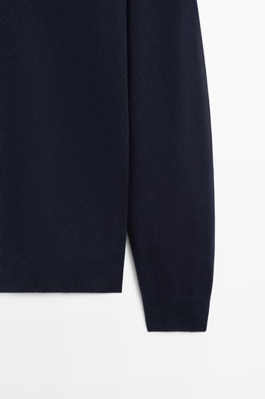 Mock neck knit sweater with zip — NAVY BLUE 7