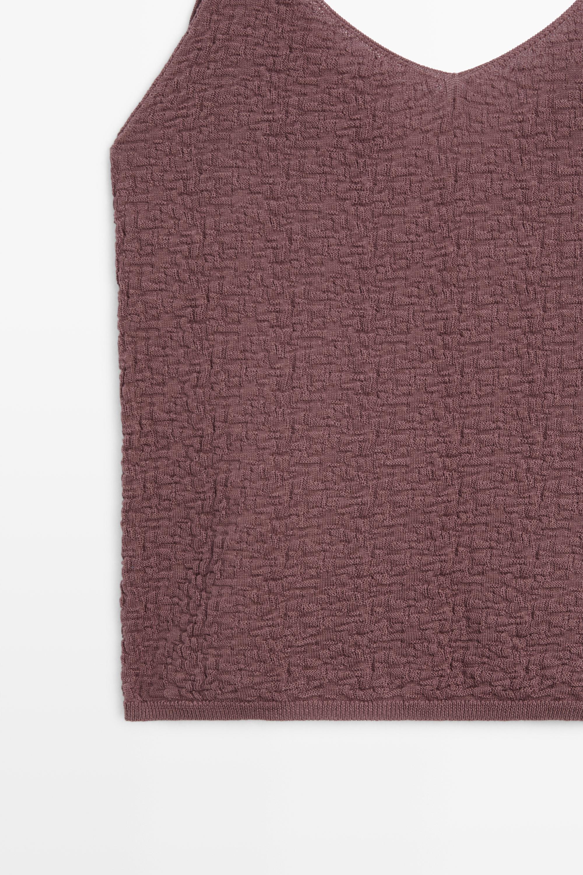 100% cotton textured strappy top — PINK MARL