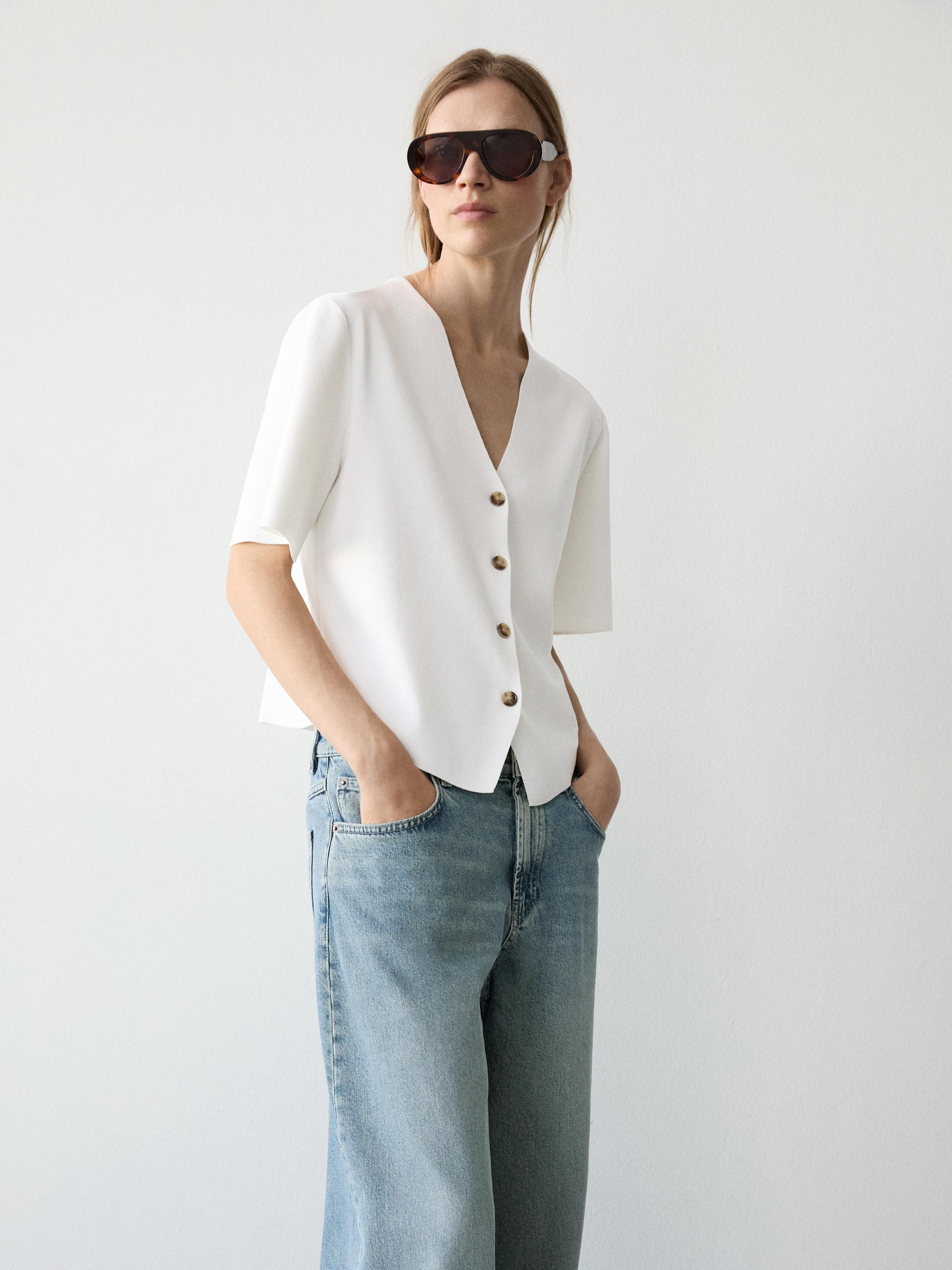 Кардиган с короткими рукавами и пуговицами