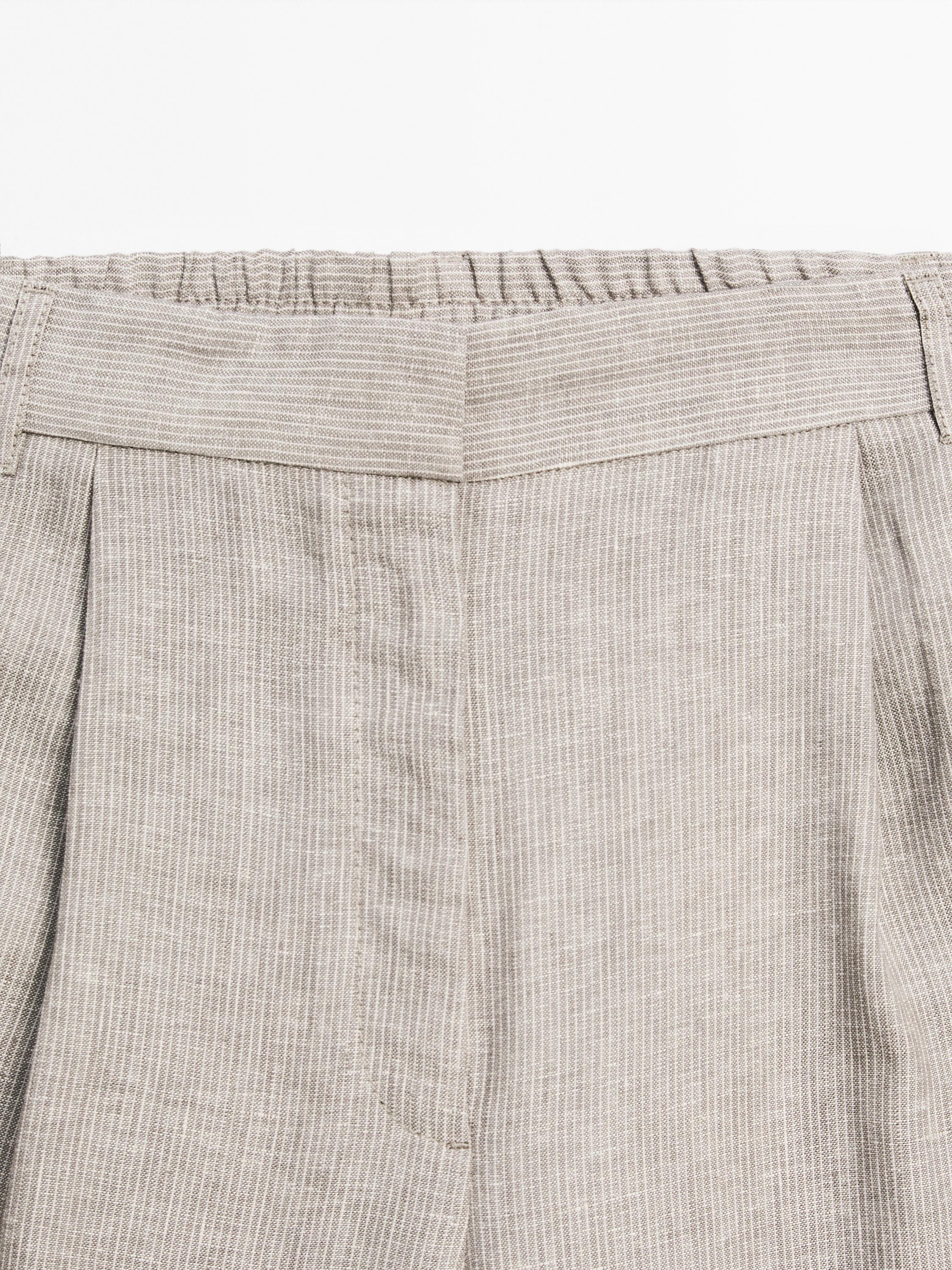 Pinstriped wide-leg linen trousers