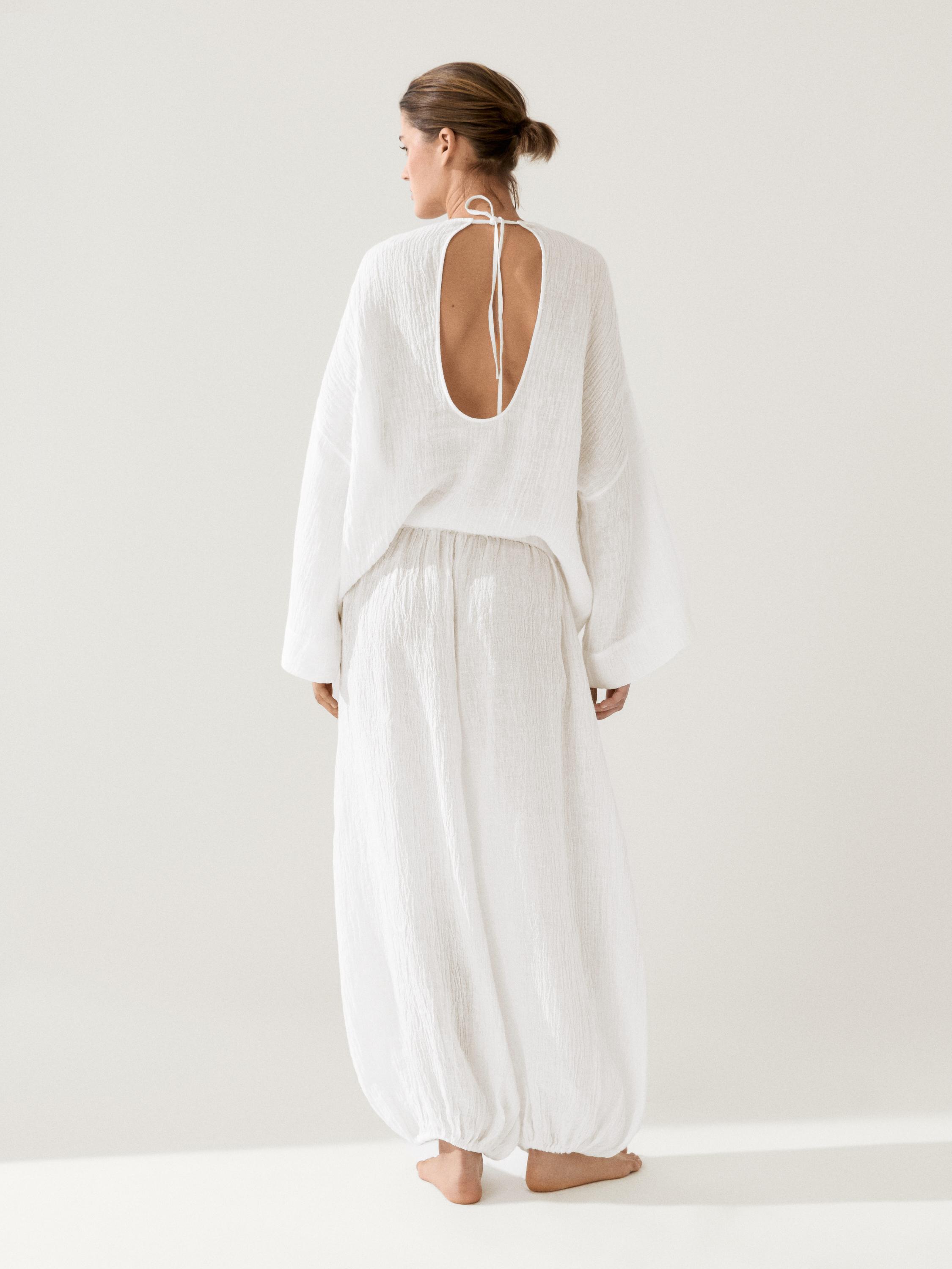 Linen sarouel trousers — Off white