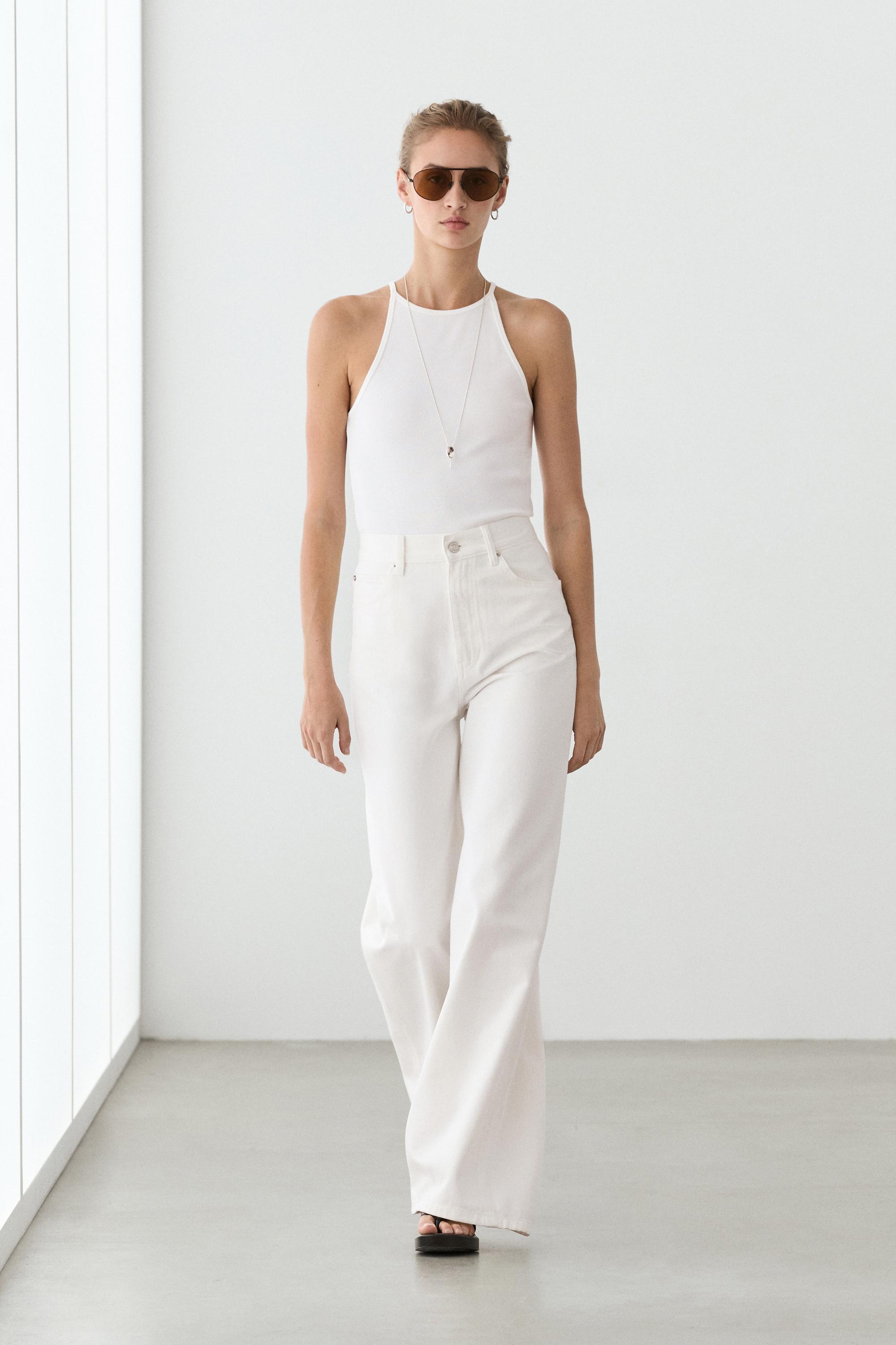 High-waist wide-leg jeans — Off white