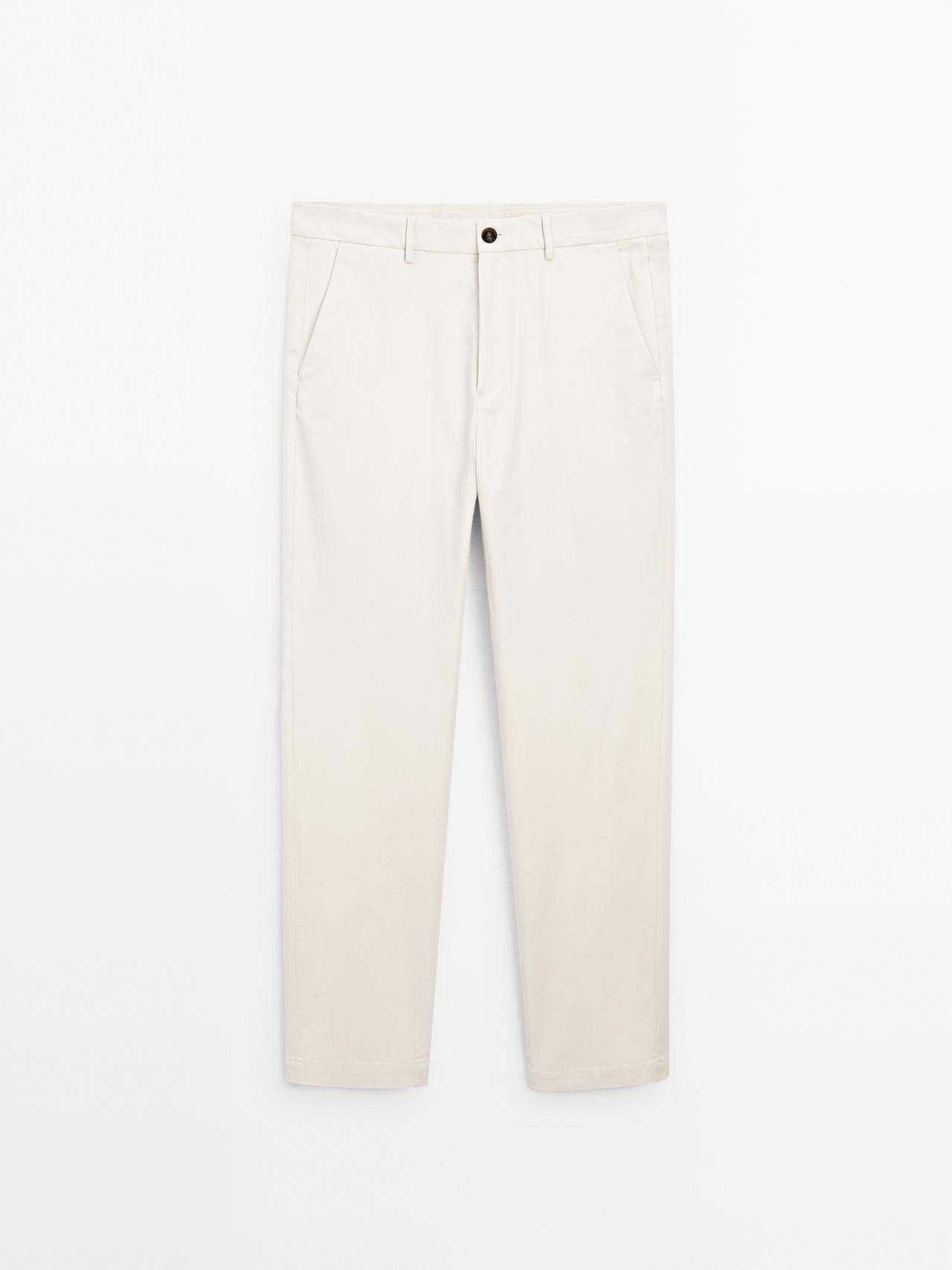 Massimo Dutti - Herre - Strukturvævede, Slim Fit Bukser - Sand - 44