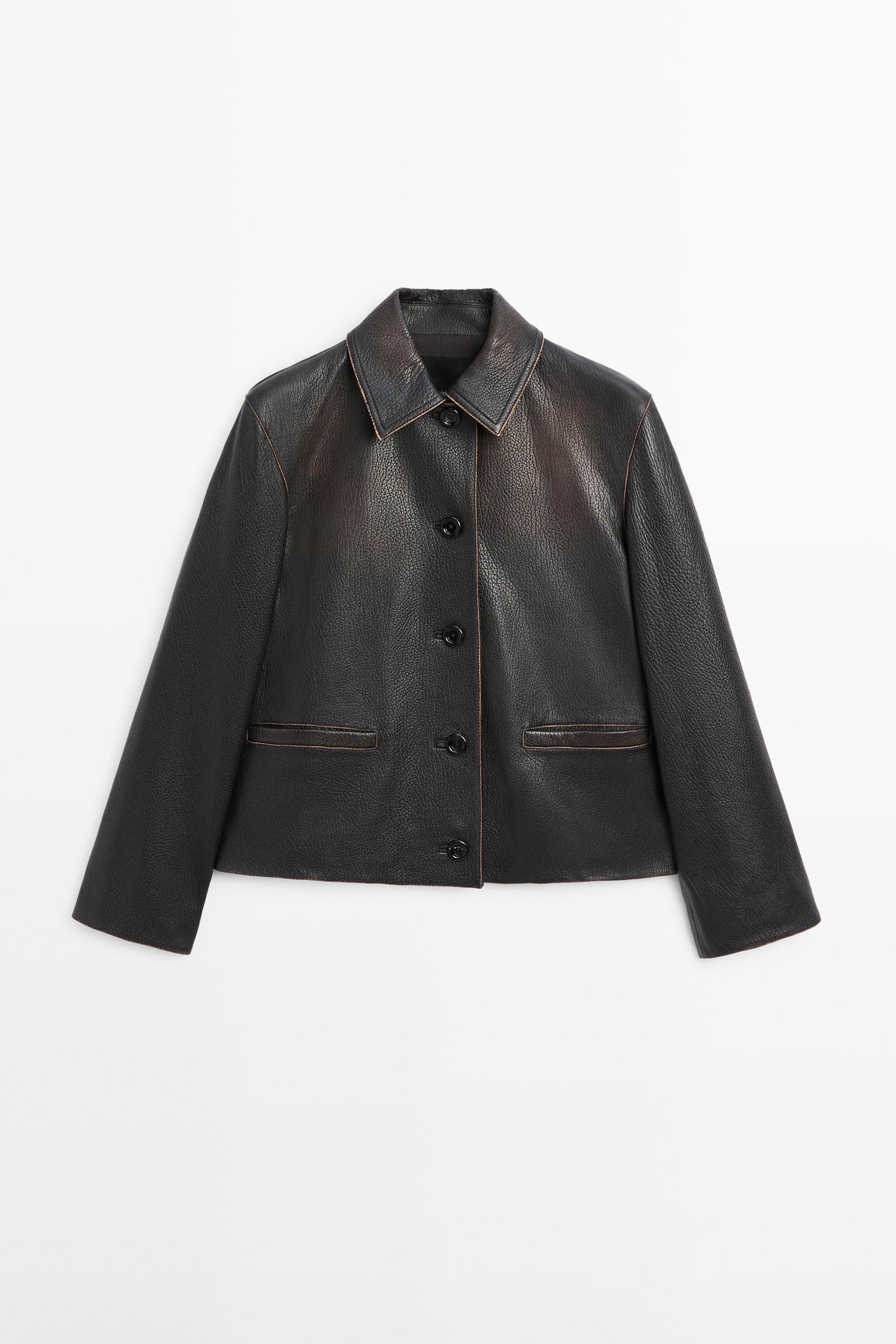 Short nappa leather jacket