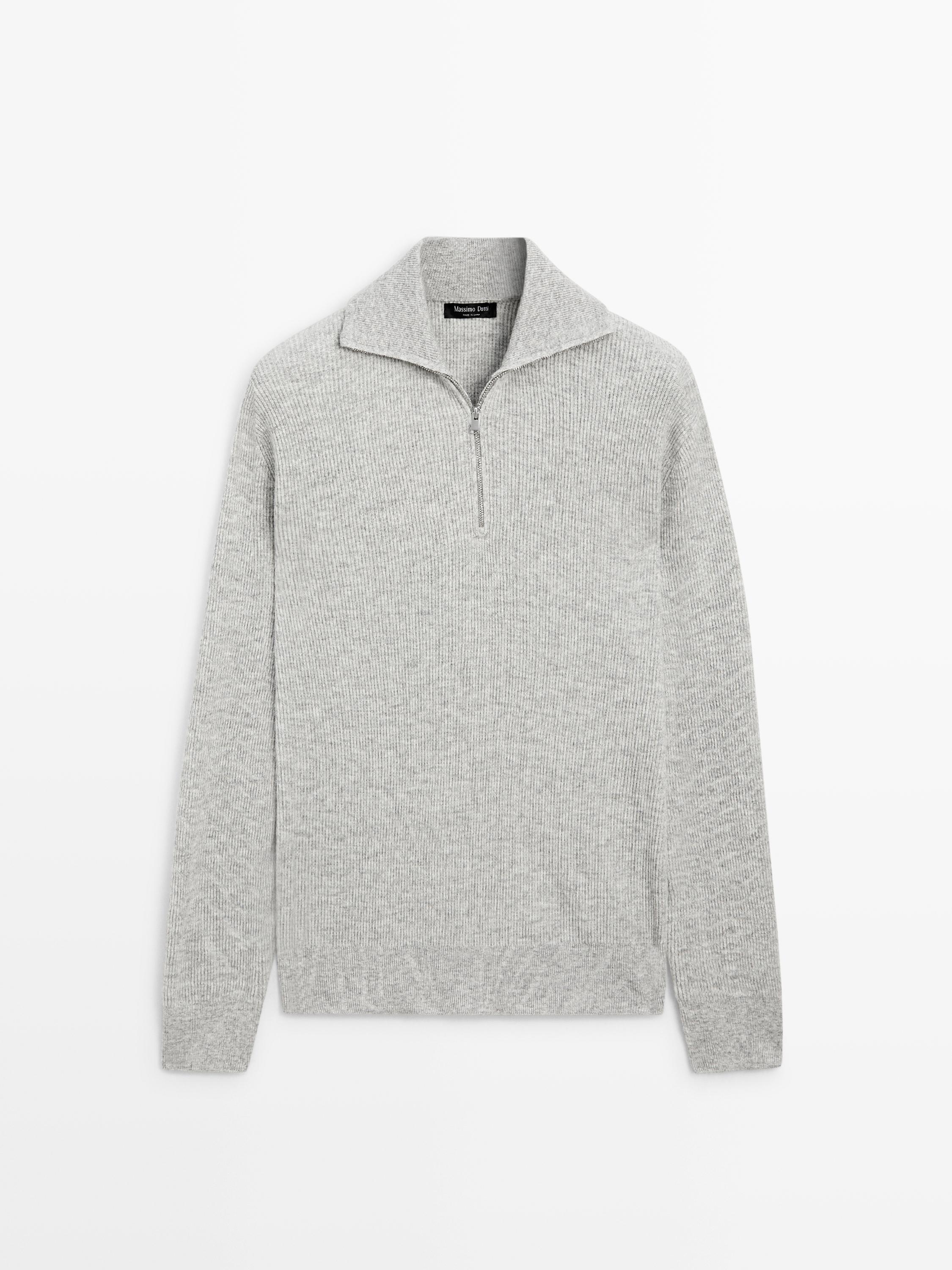 Mock neck knit sweater with zip