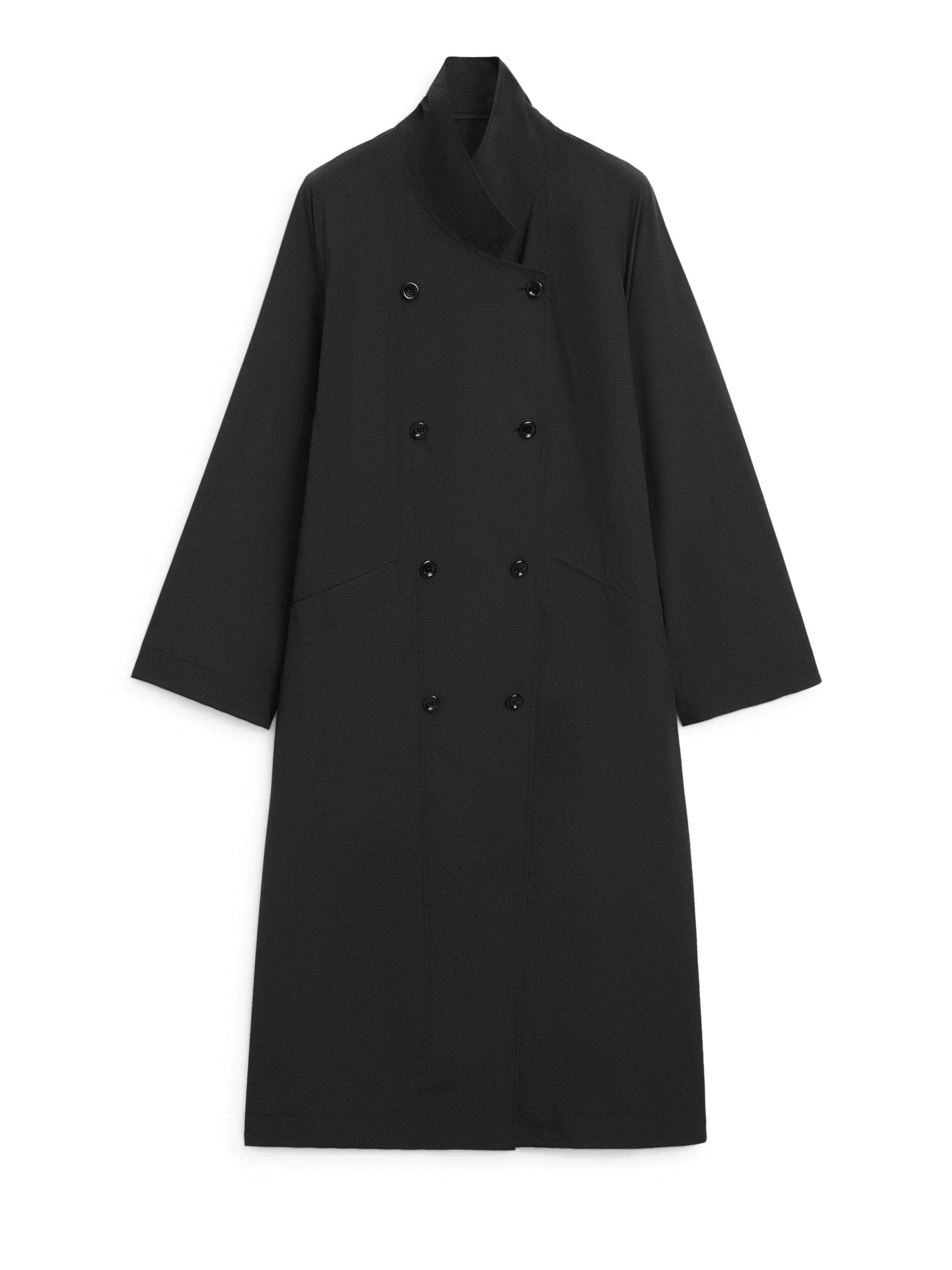 Double-breasted technical trench coat · Black · Coats | Massimo Dutti