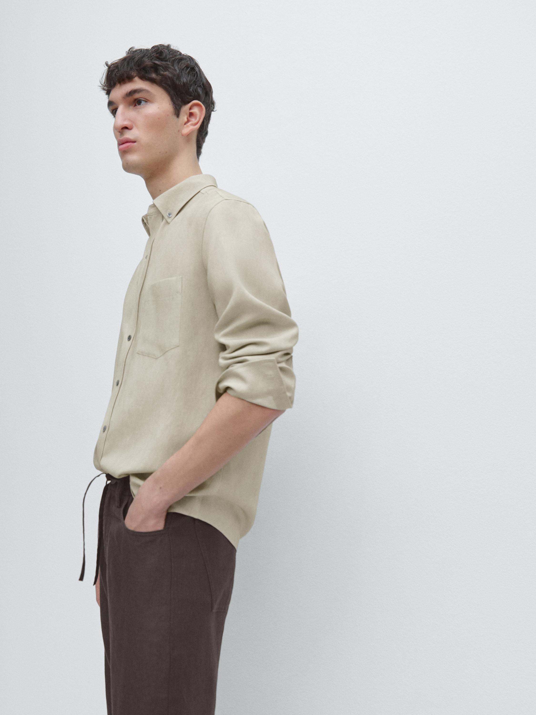 Flowing shirt with pocket — EMERALD