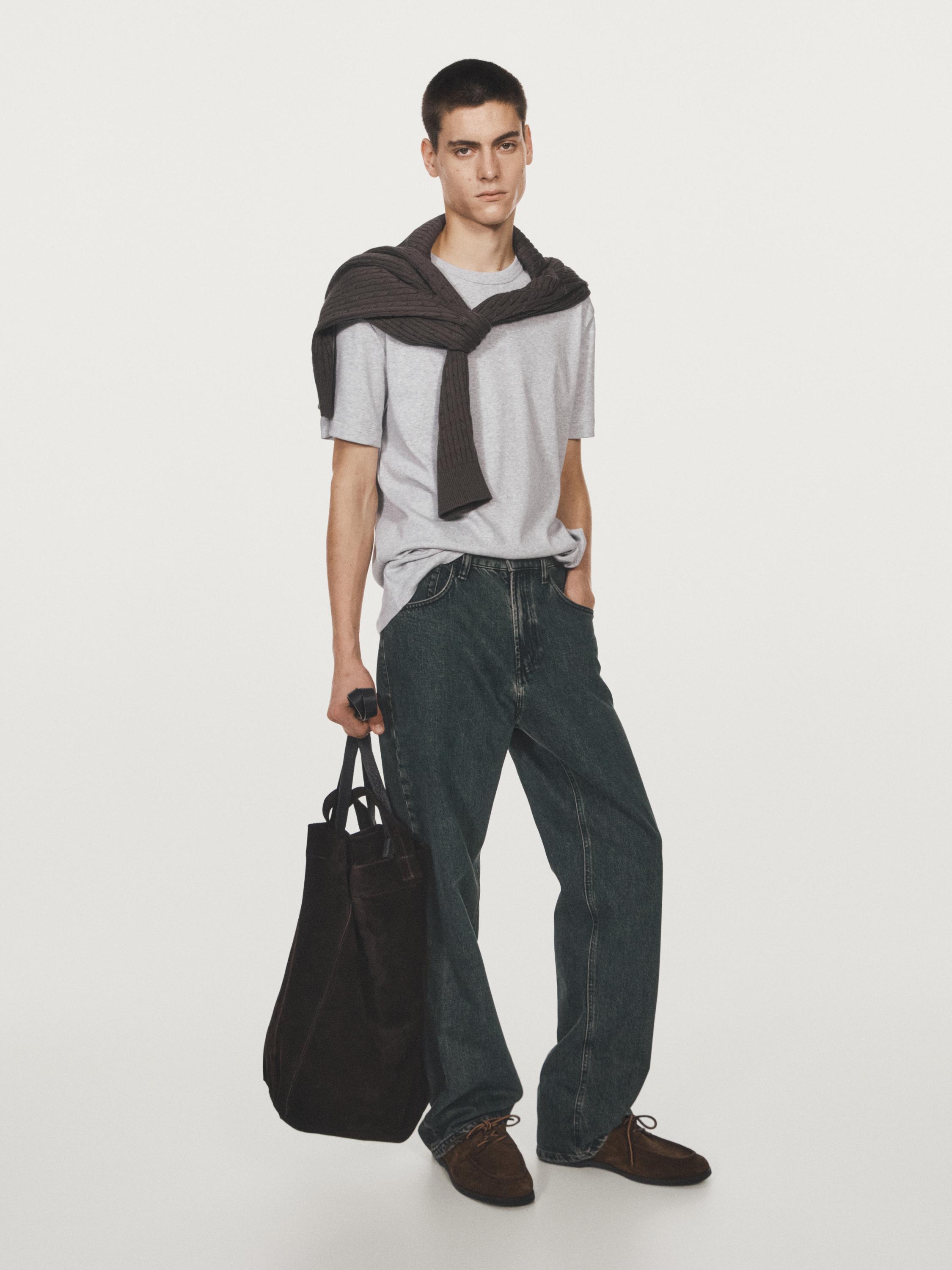 100% cotton short-sleeve T-shirt — GREY MARL