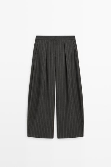 Wool blend striped wide-leg pants — MINK 2