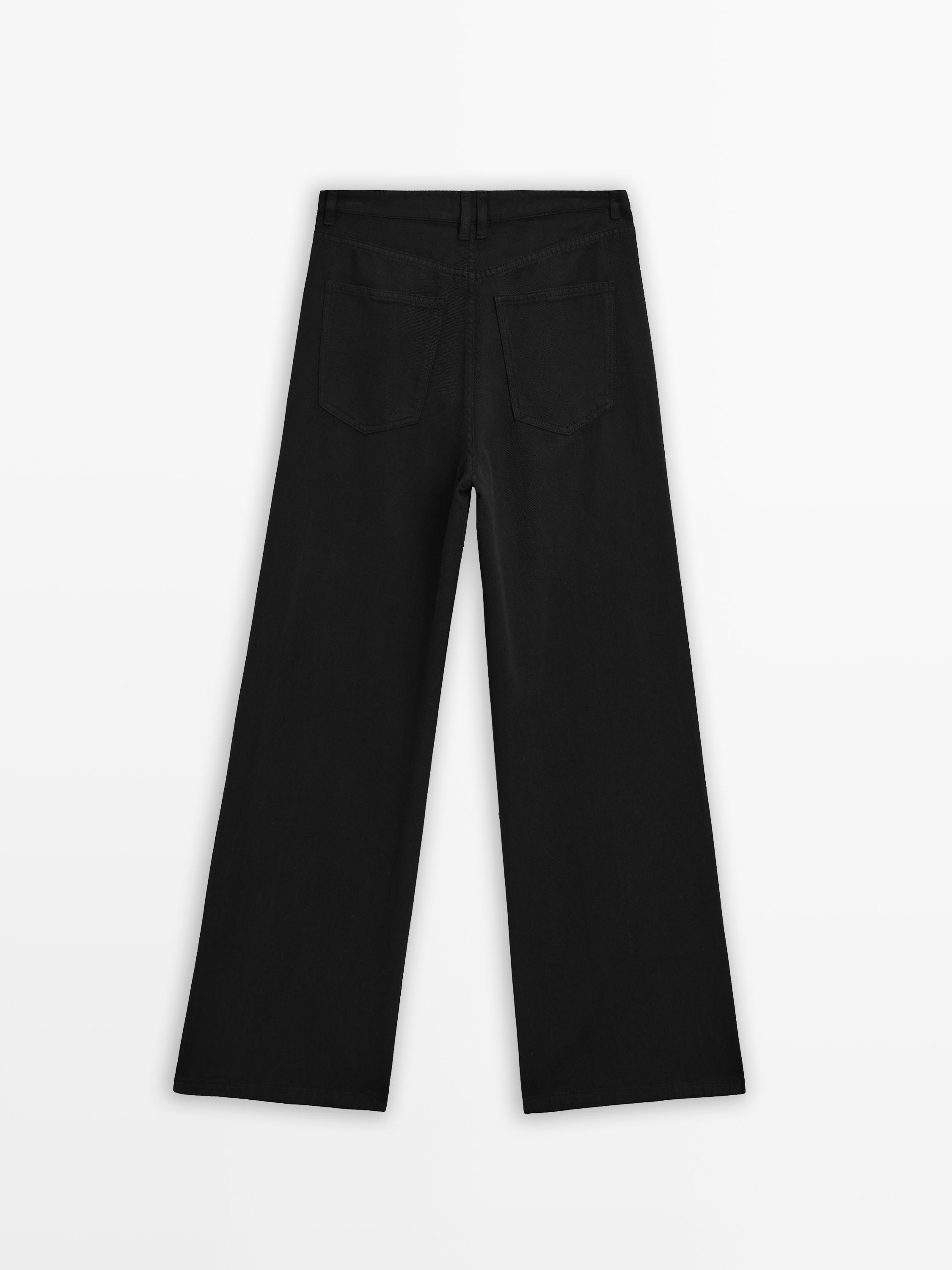 【Massimo dutti】ワイドレッグジーパン High-waist wide-leg jeans with pockets · Medium Blue