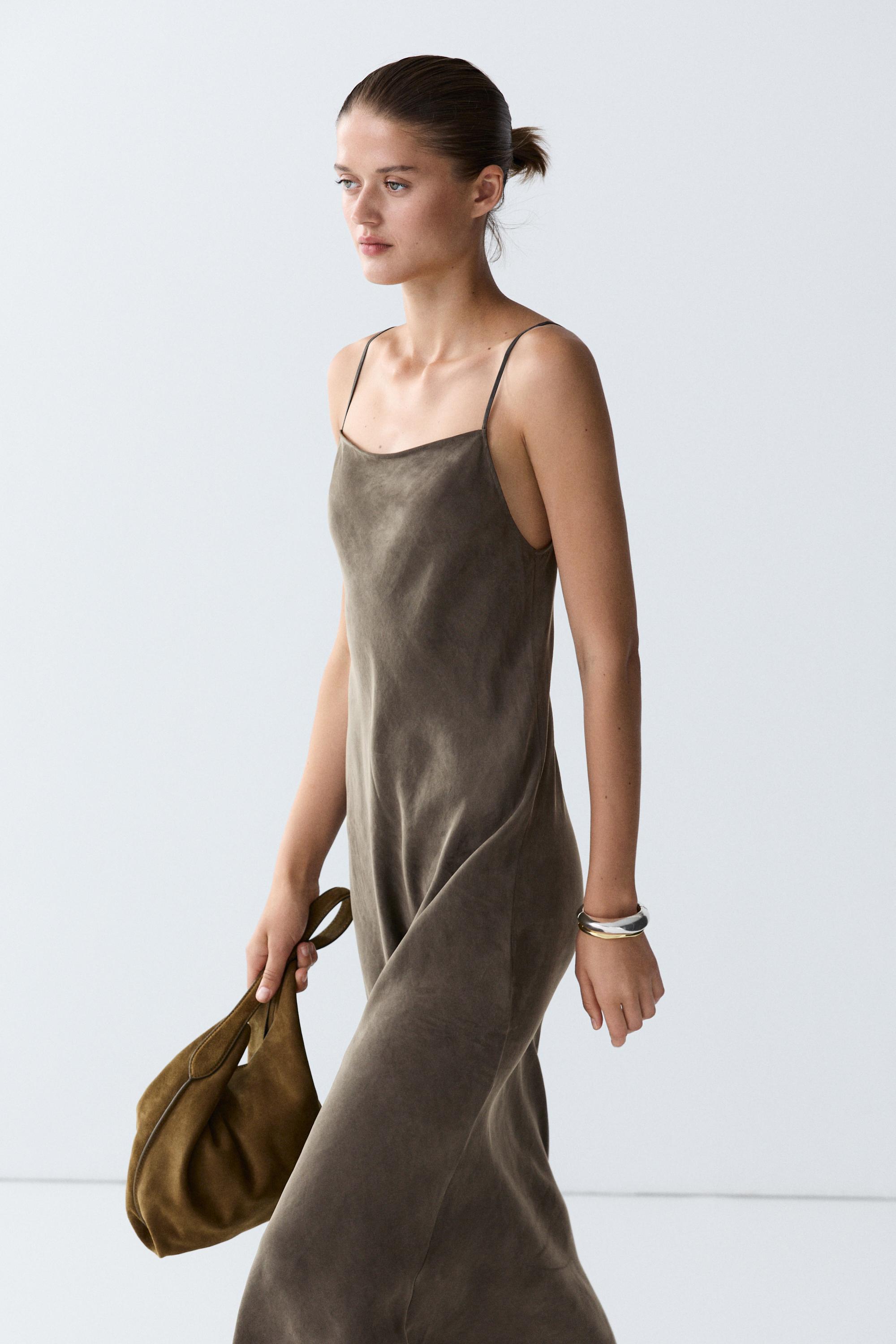 massimo dutti midi dress Midi dress with draped detail  Lead  Dress