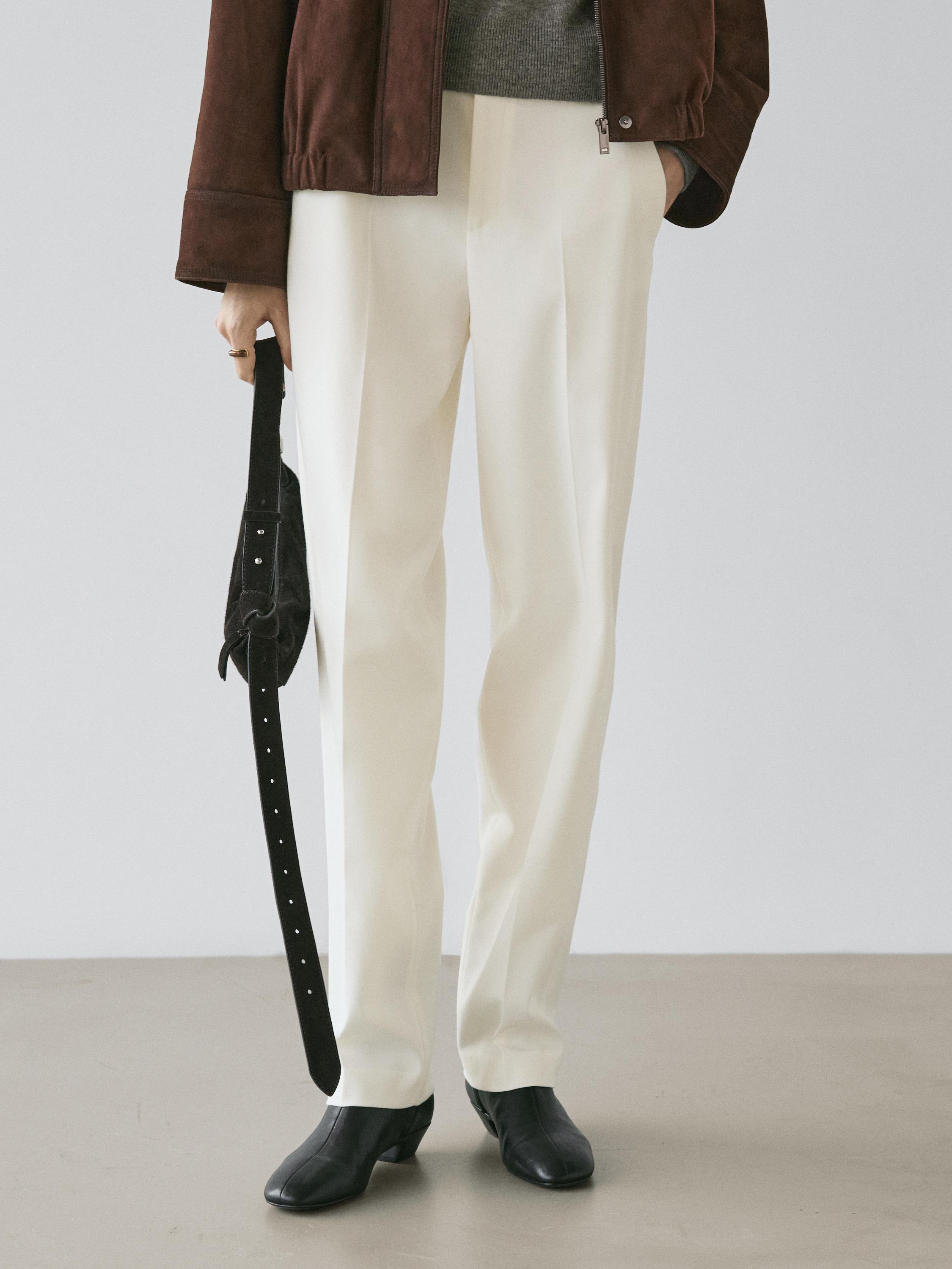 Straight-leg flowing trousers — CREAM