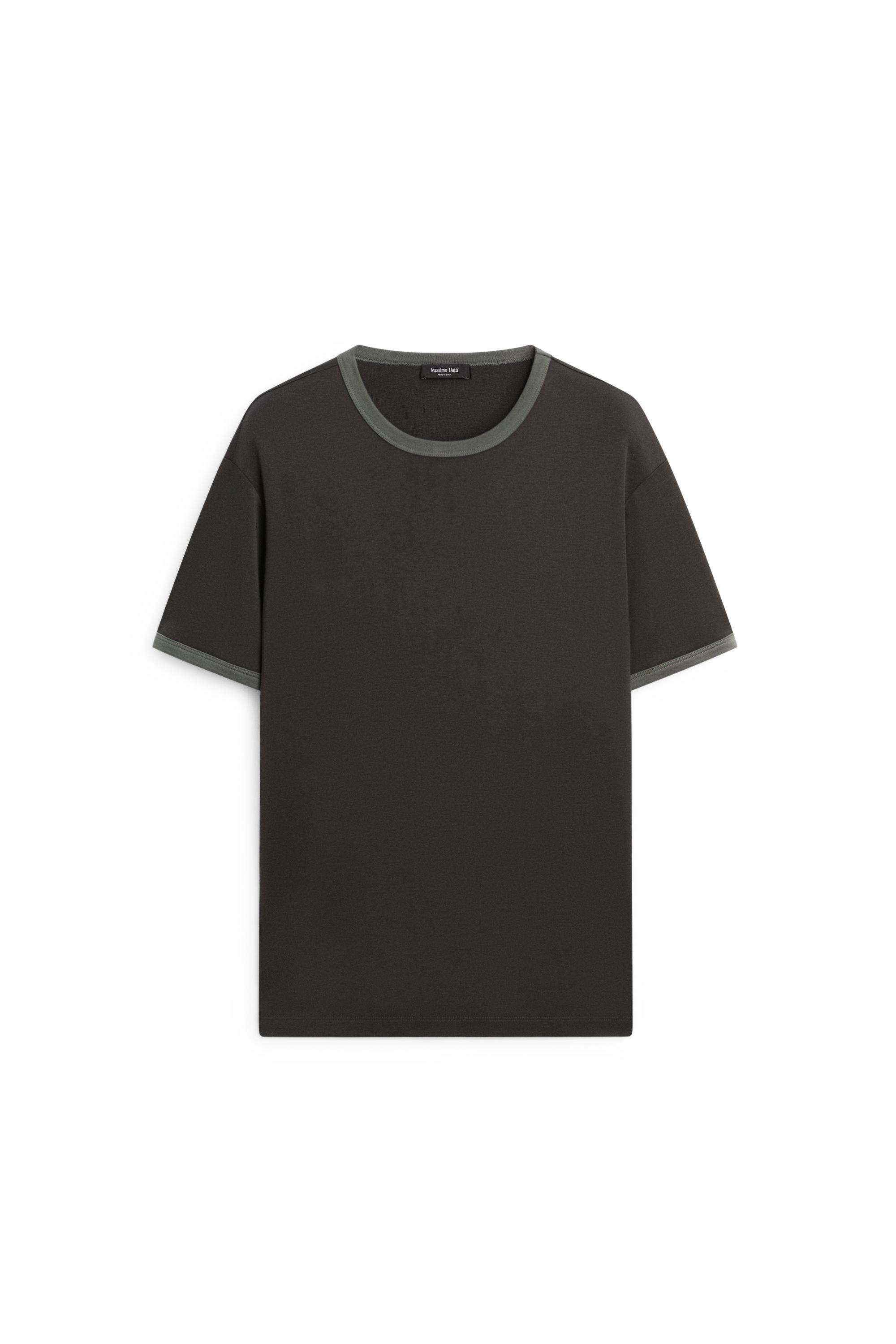 100% cotton contrast neck T-shirt — LEAD