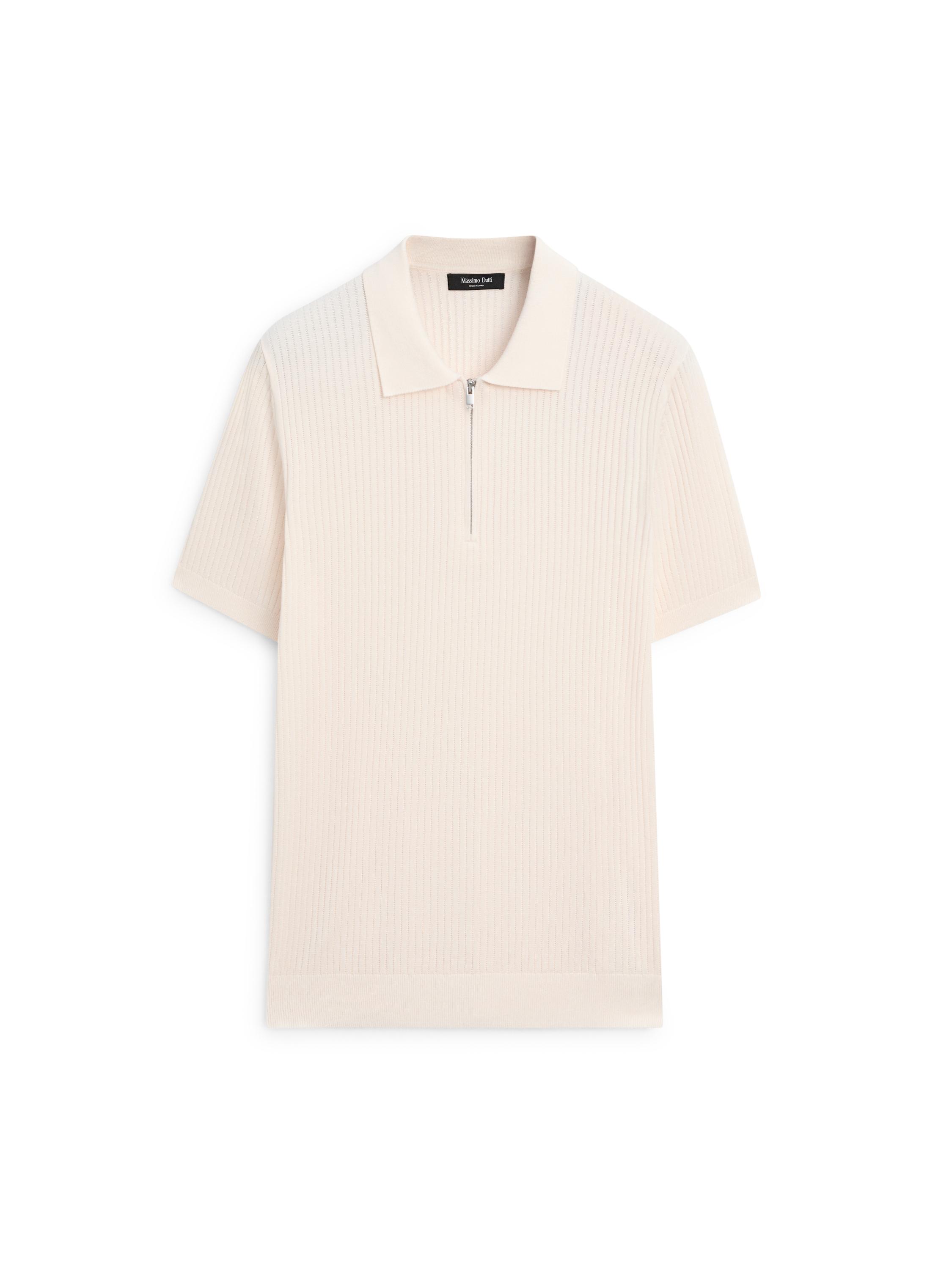 Quarter-zip knit polo sweater — CREAM
