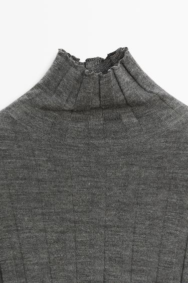 Ribbed high neck knit sweater — MEDIUM GREY 4